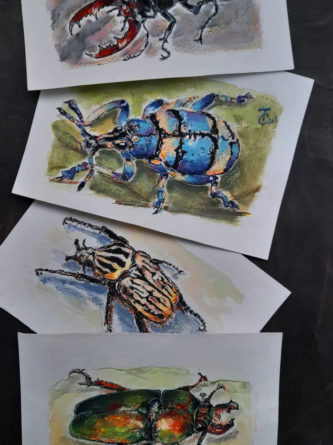 Watercolor paintings of Beatles. Set of 4 pcs. 21x15 cm (8.3х5,9 inches)