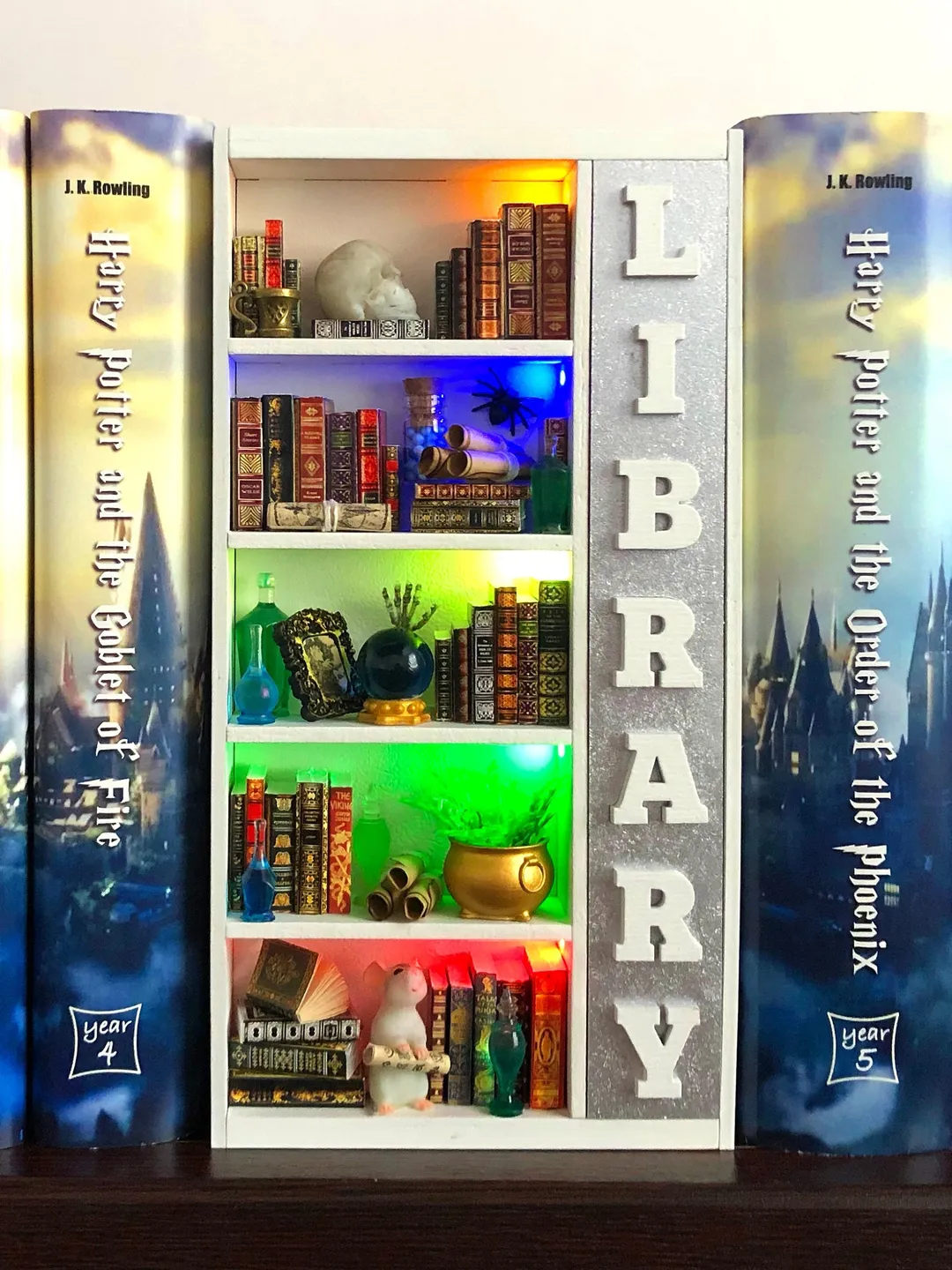 Book nook, Book nook money box, book nook insert, book nook miniatures, bookshelf insert, Dark Academy library, best friend christmas gift