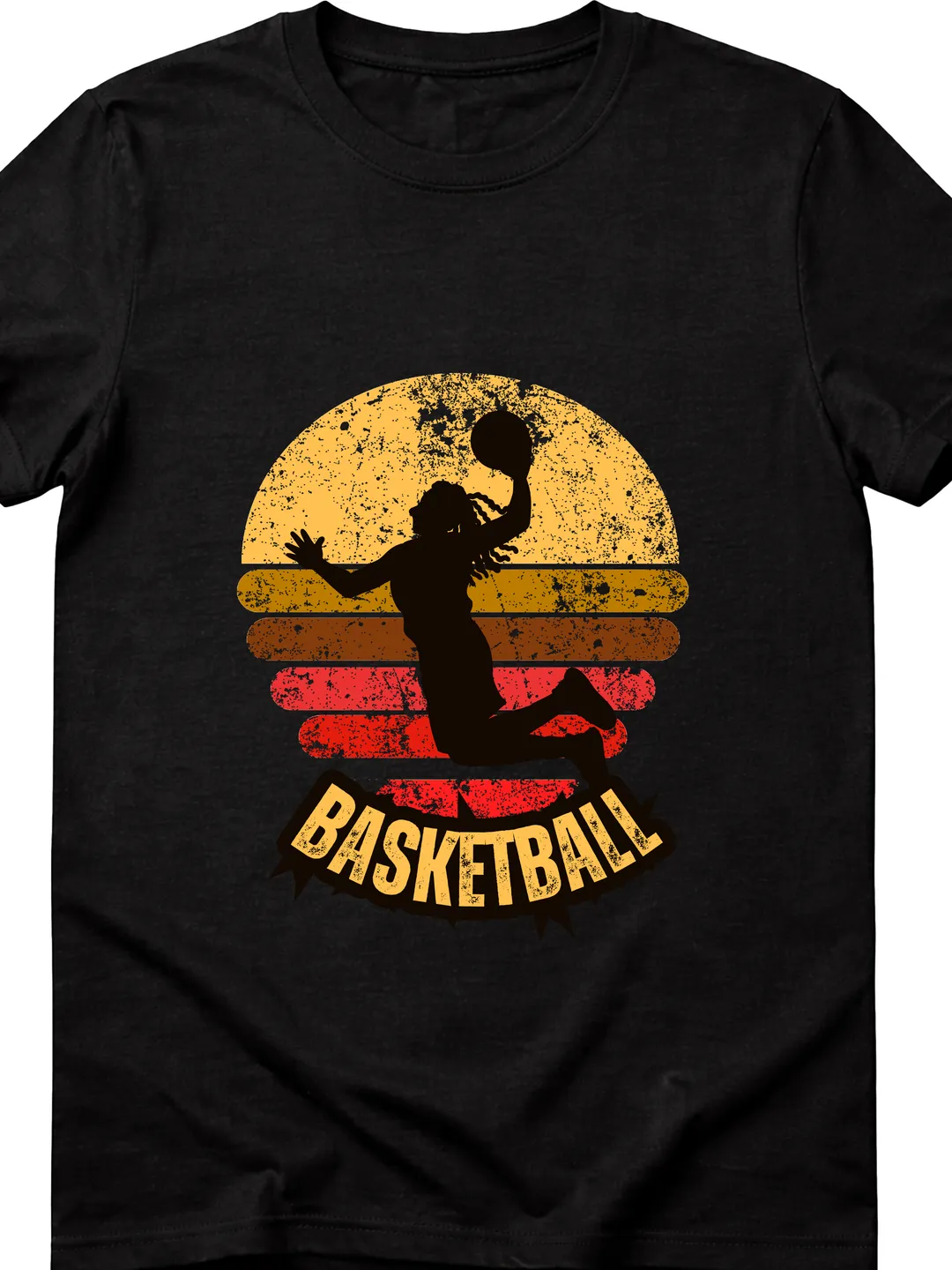 T-Shirt Design Yellow Red Vintage Retro Basketball T-Shirt | Classic Sports Graphic Tee