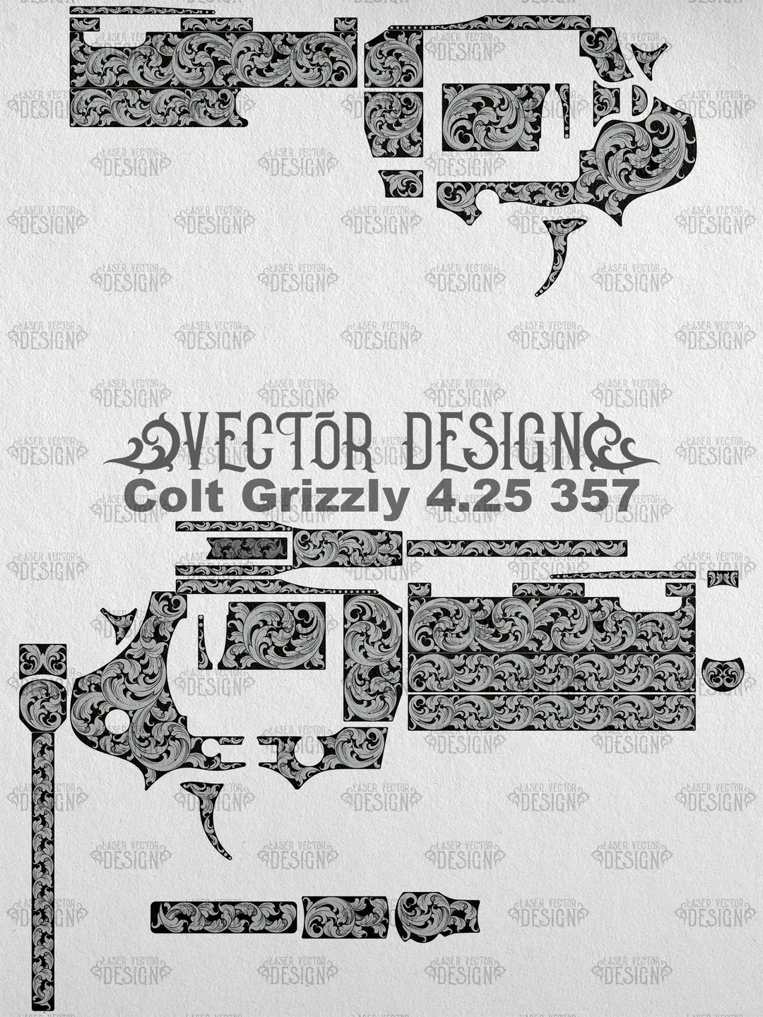 VECTOR DESIGN Colt Python 357 6, 4.25, 3 in Snake and flowers