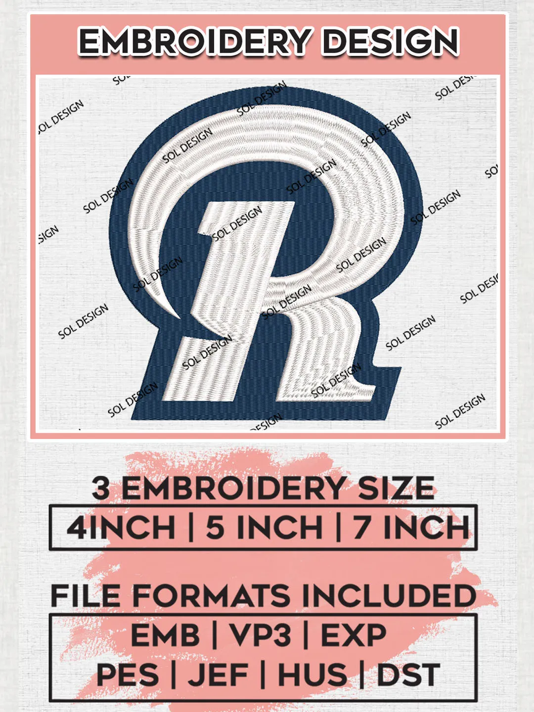 NFL Los Angeles Rams Machine Embroidery Design Files, NFL Rams, NFL Embroidery Designs, NFL Los Angeles Rams Machine Embroidery Design, Digital Download