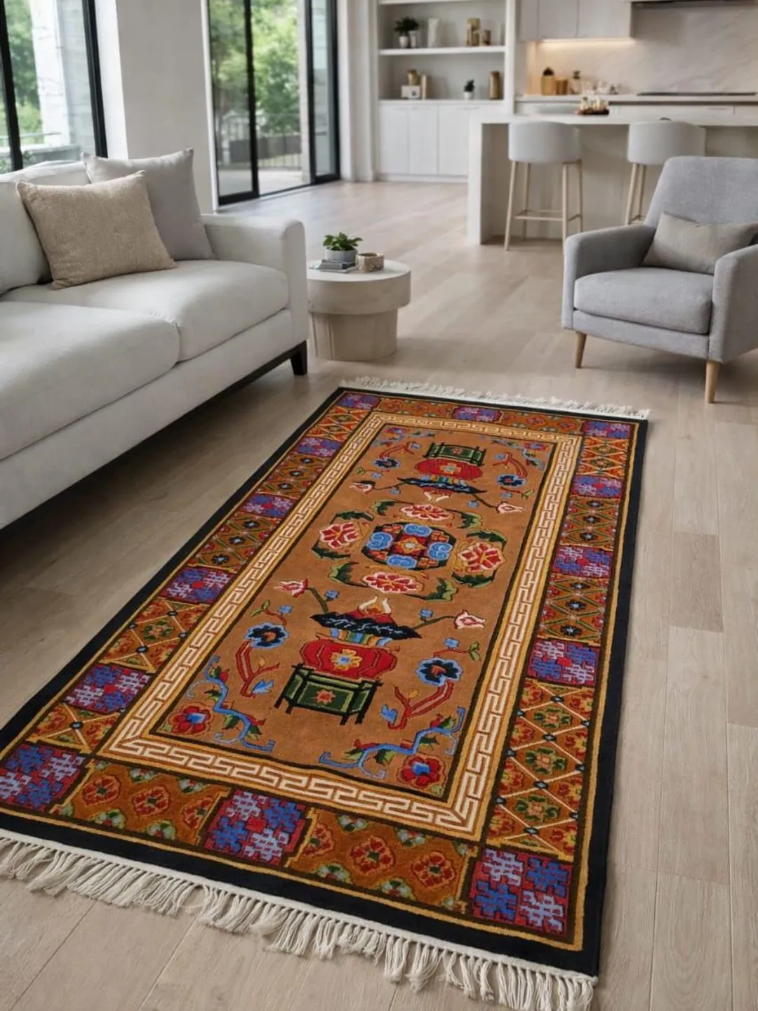 Hand-Knotted Tibetan Wool Rug – Natural Dyed Himalayan Carpet for ...