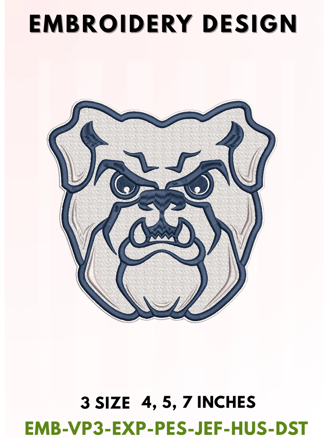 Bulldog Football Embroidery Design, College Sports Embroidery Files, Sports Machine Embroidery Files, 3 Sizes, Instant Download