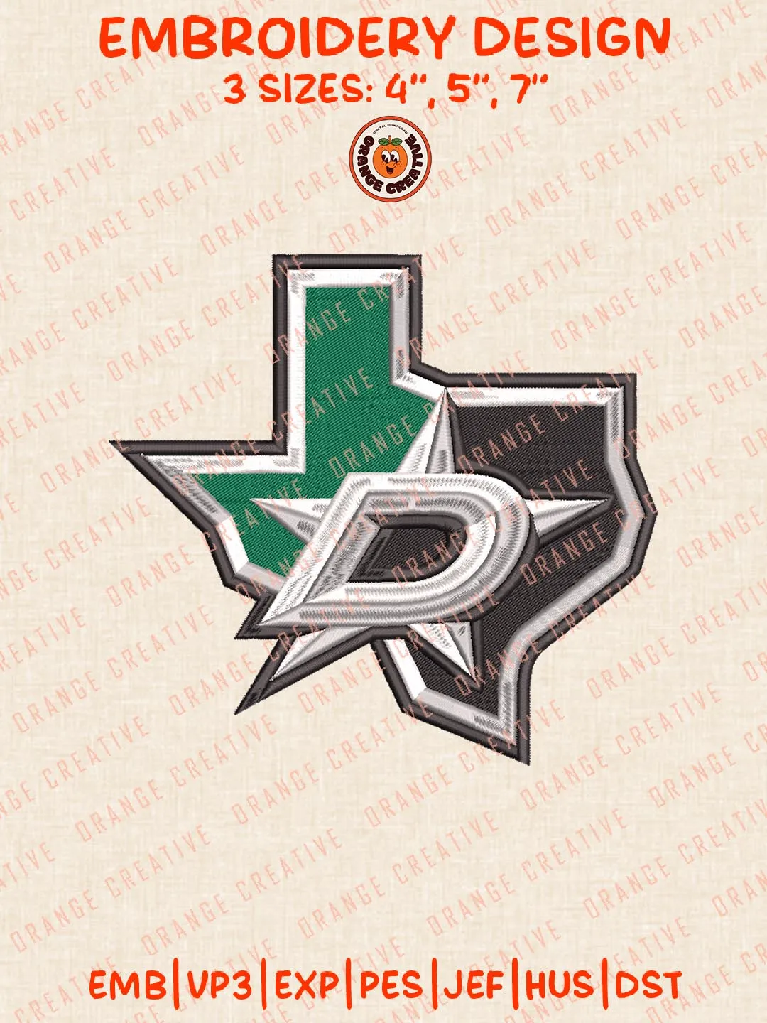 Dallas Stars Hockey Logos Embroidery Designs, NHL Team Logo Embroidery Files, Machine Embroidery Design File, 4 Sizes, Custom Size, Digital Download