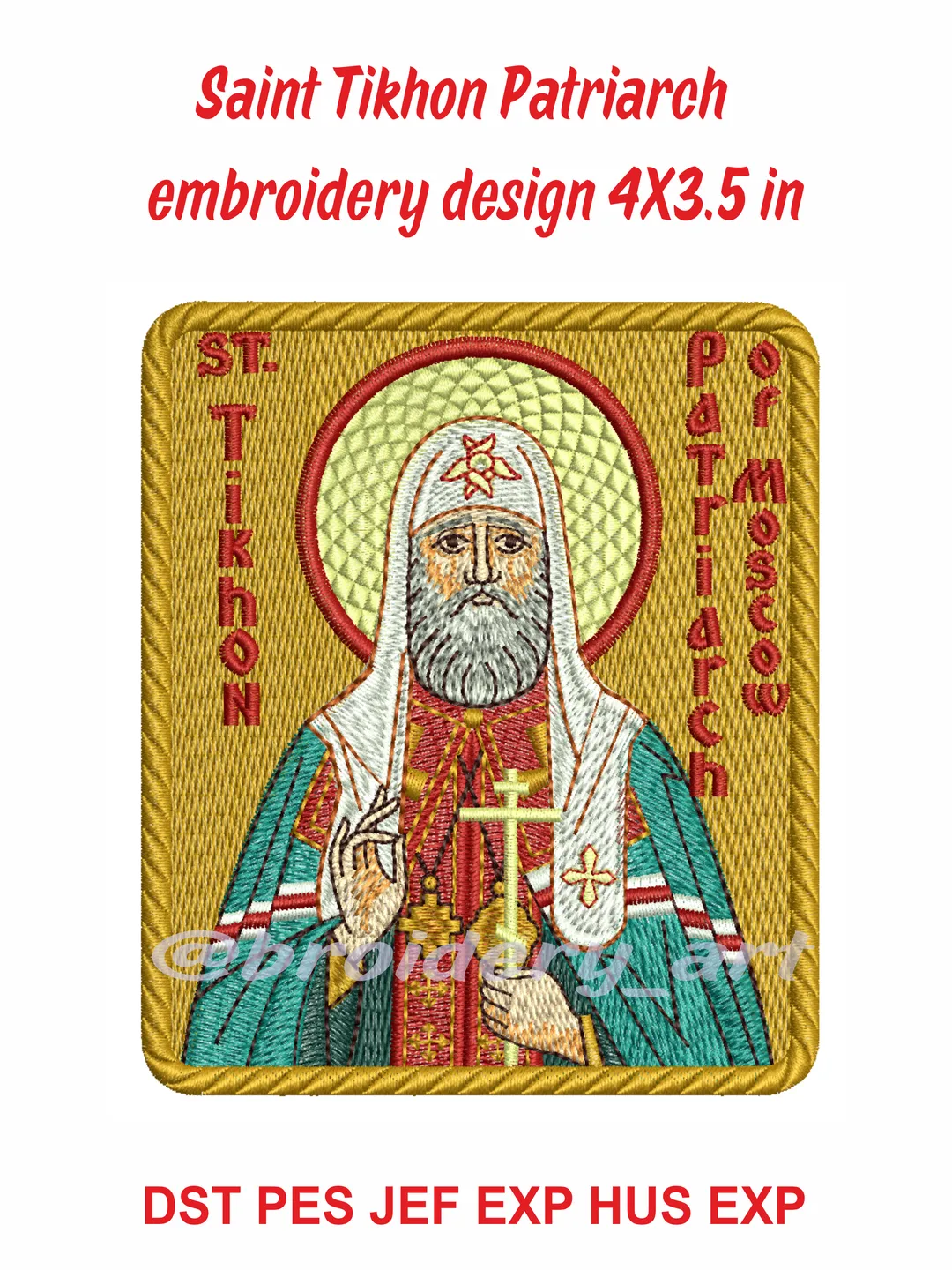 Saint Tikhon Patriarch embroidery design 4 in