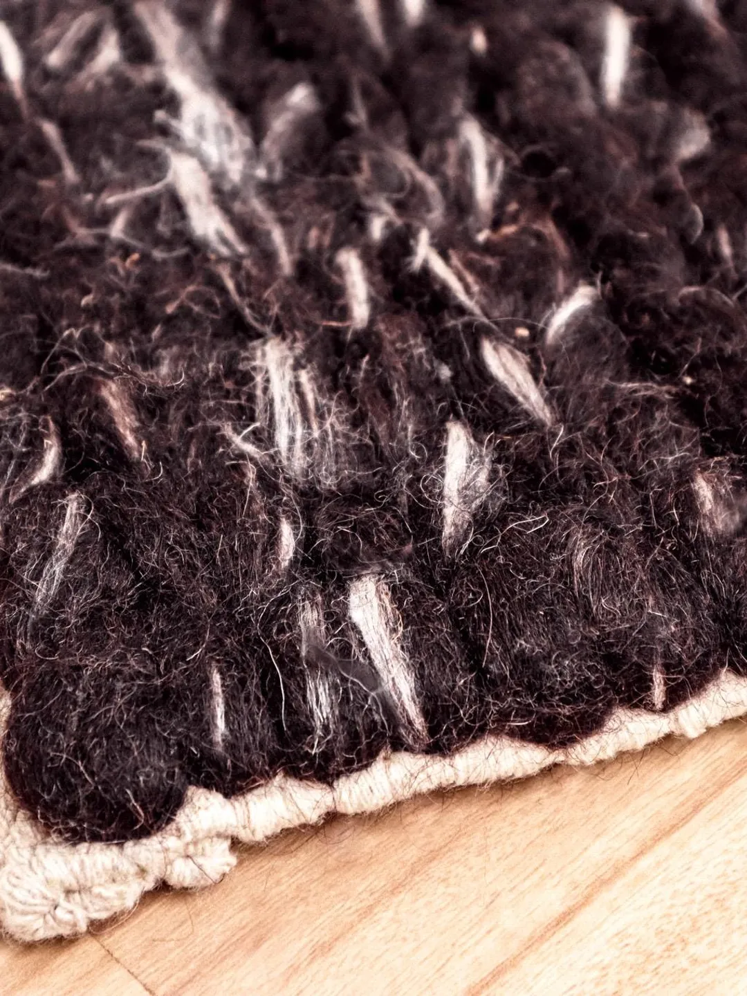 Handwoven Chunky Braided Weave looped Cola Brown Textured wool rug ...