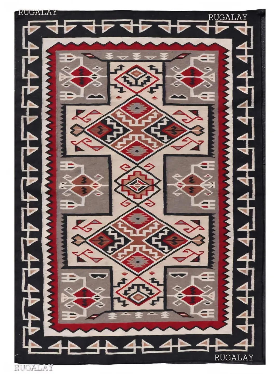 Southwestern Pattern Rug 5x7 Ft Handwoven Red Wool Navajo Rug Southwestern Pattern Native ...