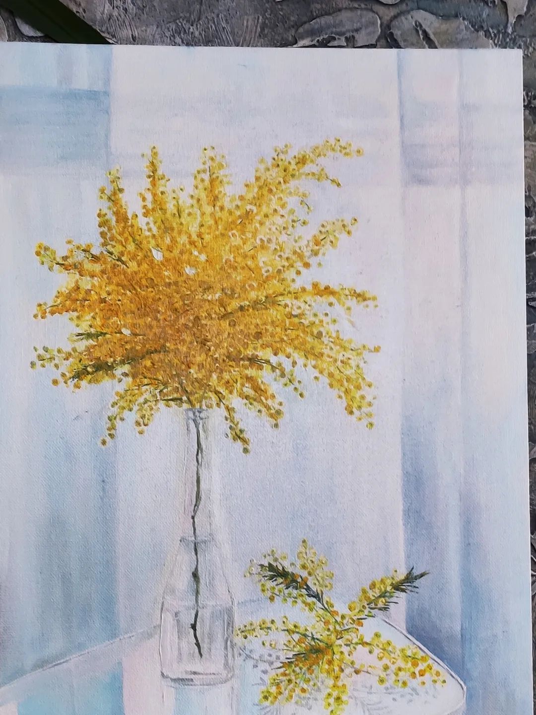 mimosa in the morning light oil painting realism