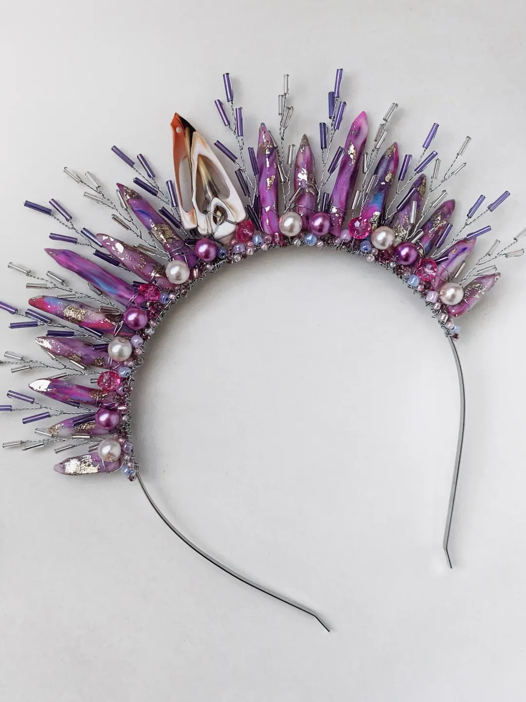 Purple crown, Violet crown, Sea crown, Marine crown, Purple headpiece, Purple tiara, Crystal tiara, Crystal headpiece, marine style accessories