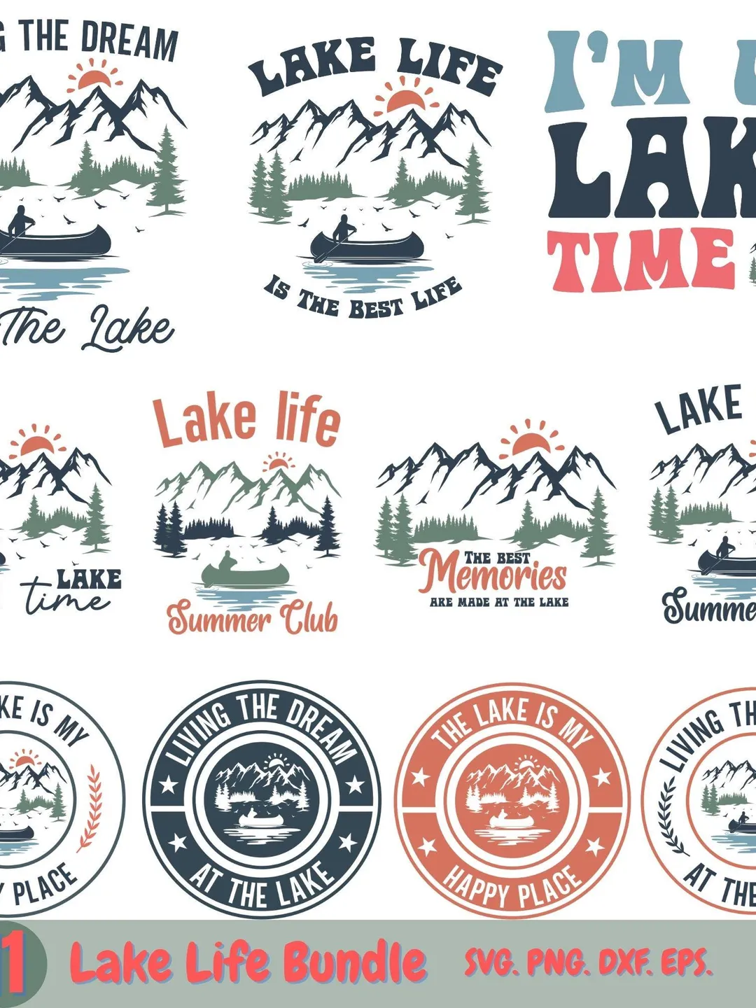 Lake Life SVG Bundle: Mountain & Nature Designs (Digital Download, 11 Files)