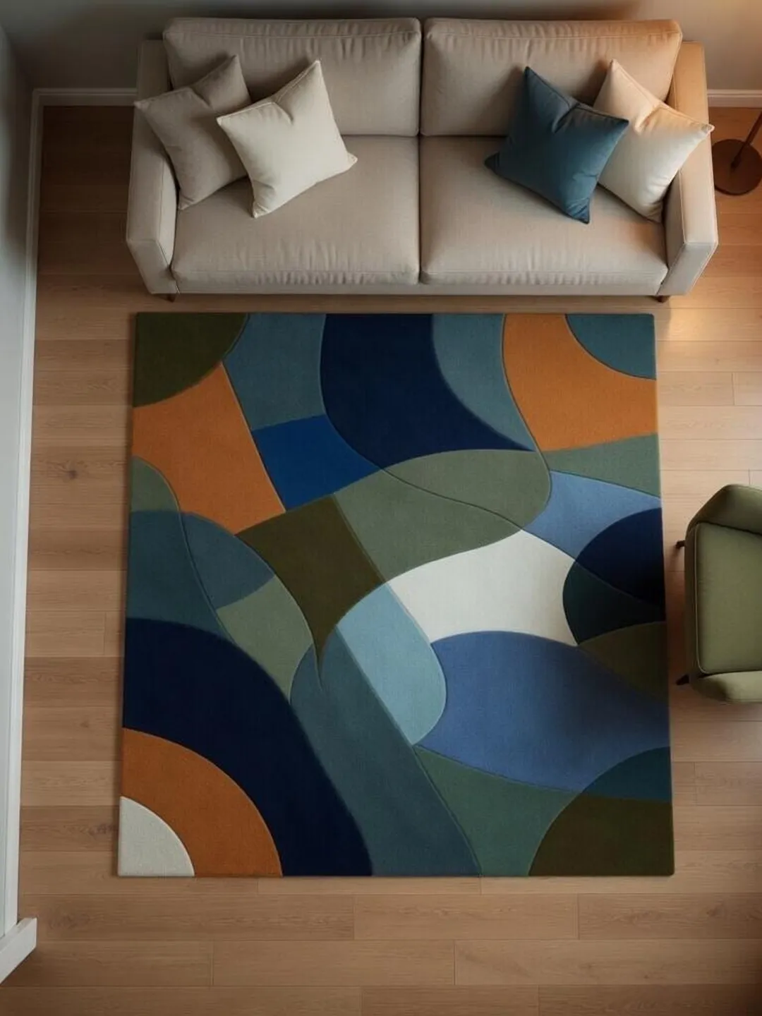 Hand Tufted Wool Area Rug, Abstract Organic Shape, Modern Living Room ...