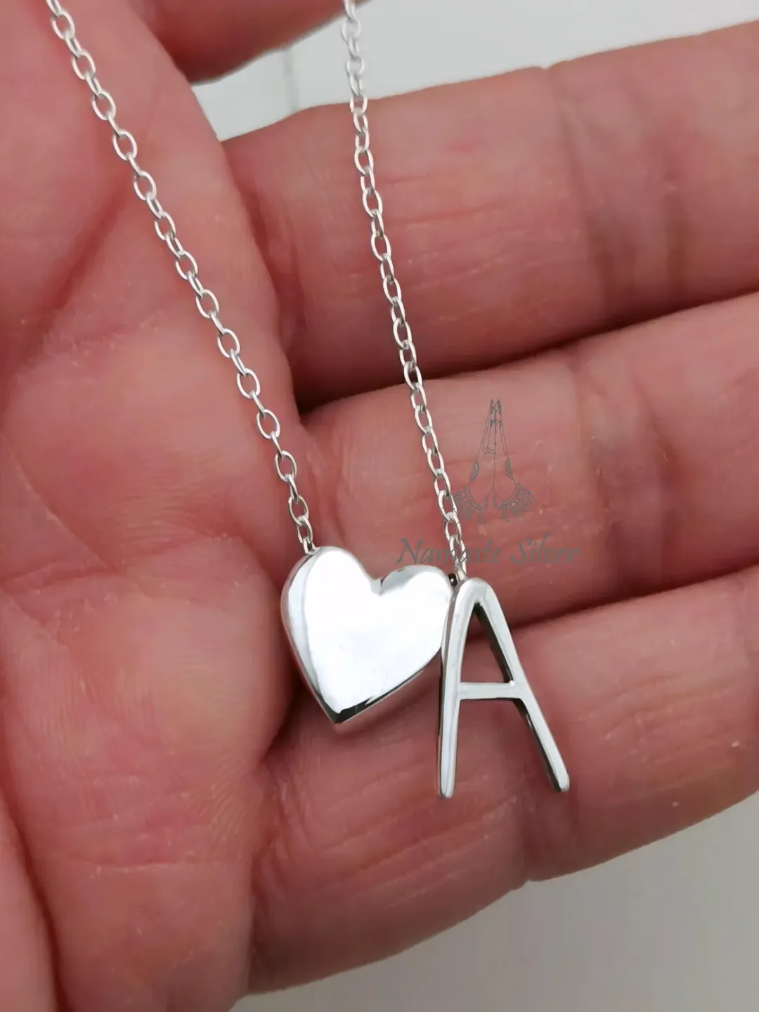 Custom Initial Letter Heart Pendant, 925 Sterling Silver Necklace Handmade Jewelry