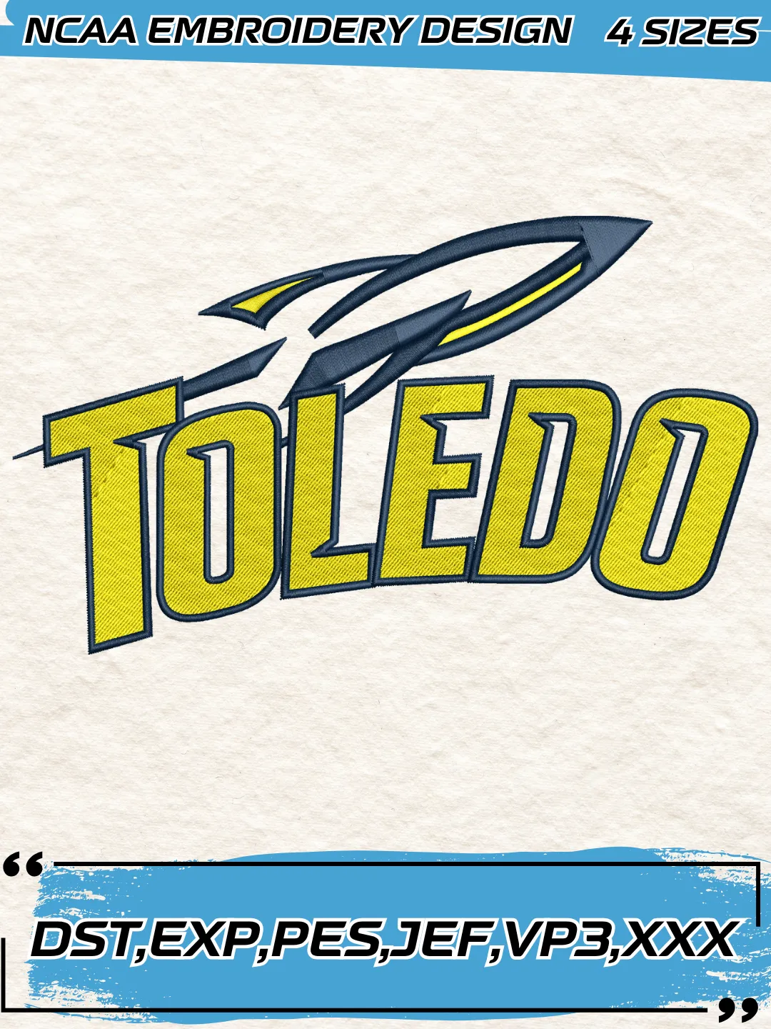 Toledo Rockets Logo Embroidery Design,NCAA Logo Embroidery Design ...