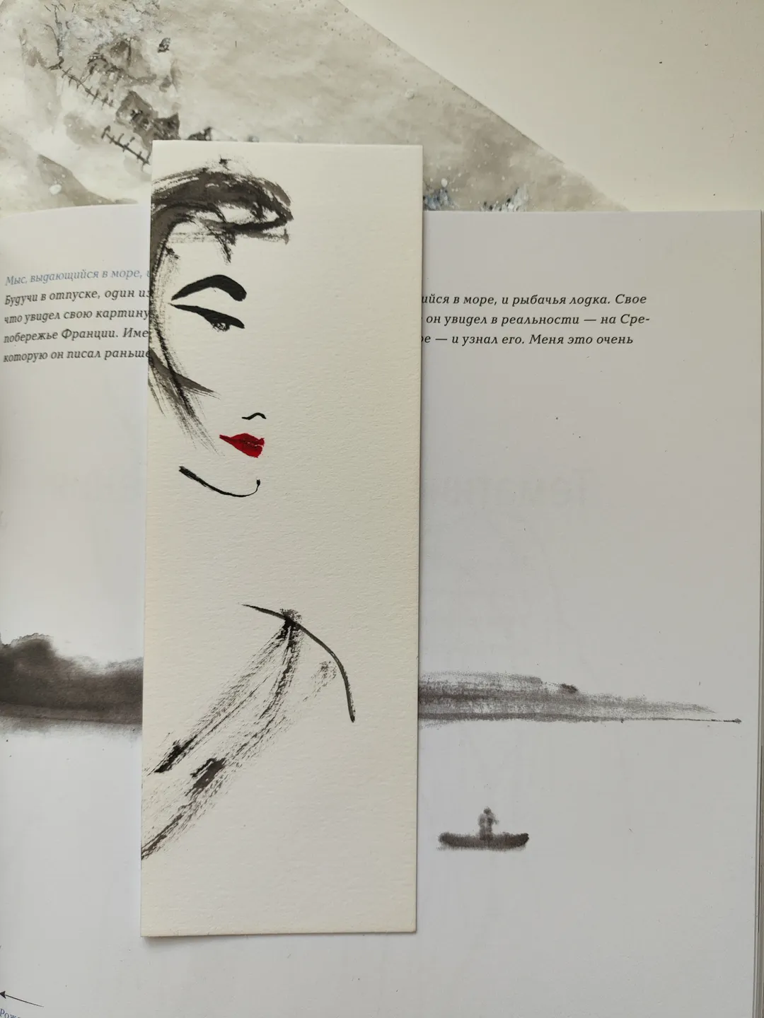 Handpainted bookmark.Original art.Man