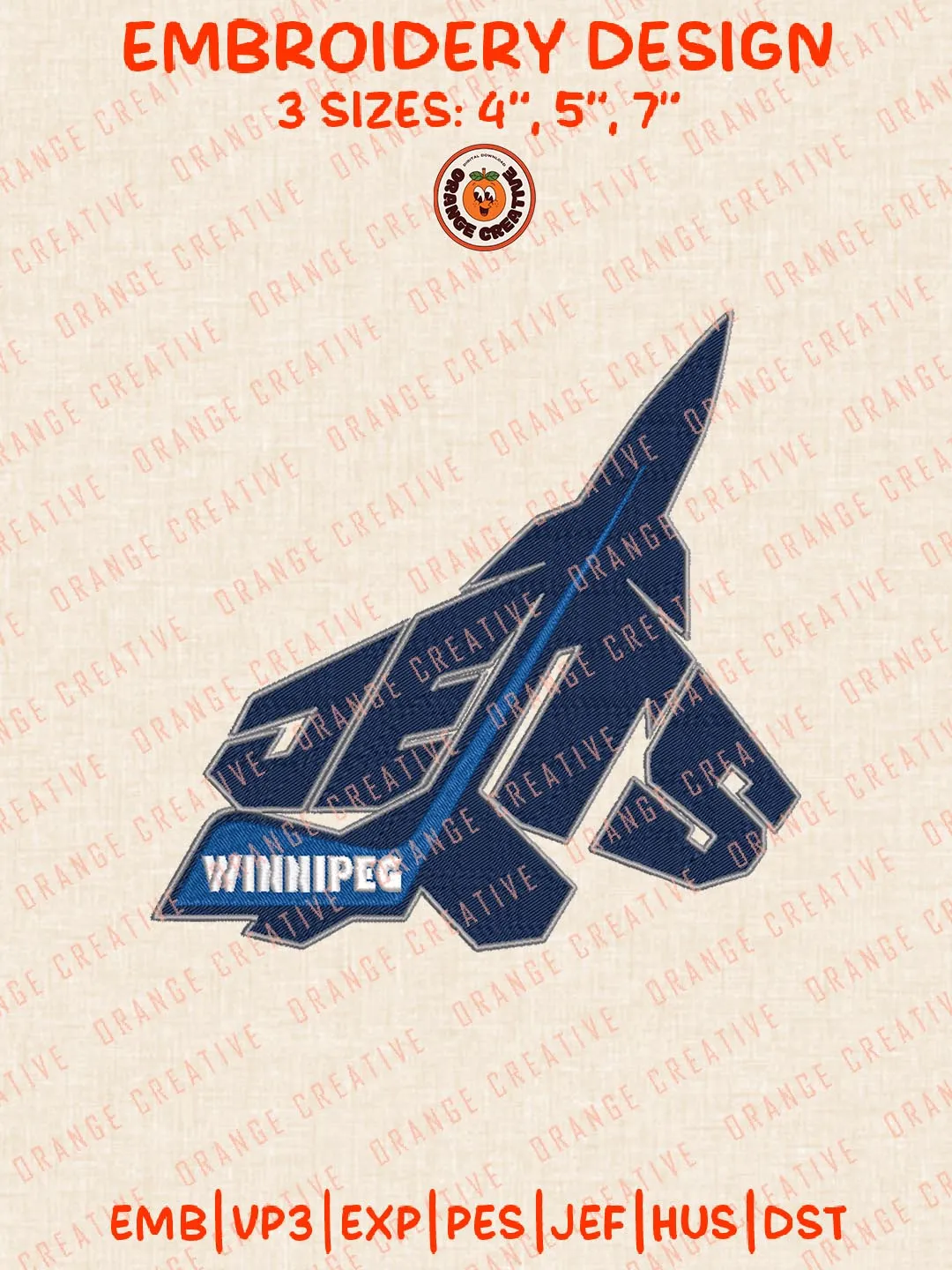 Winnipeg Jets Hockey Logos Embroidery Designs, NHL Hockey Team Logo Embroidery Files, Machine Embroidery Design File, 4 Sizes, Custom Size, Digital Download