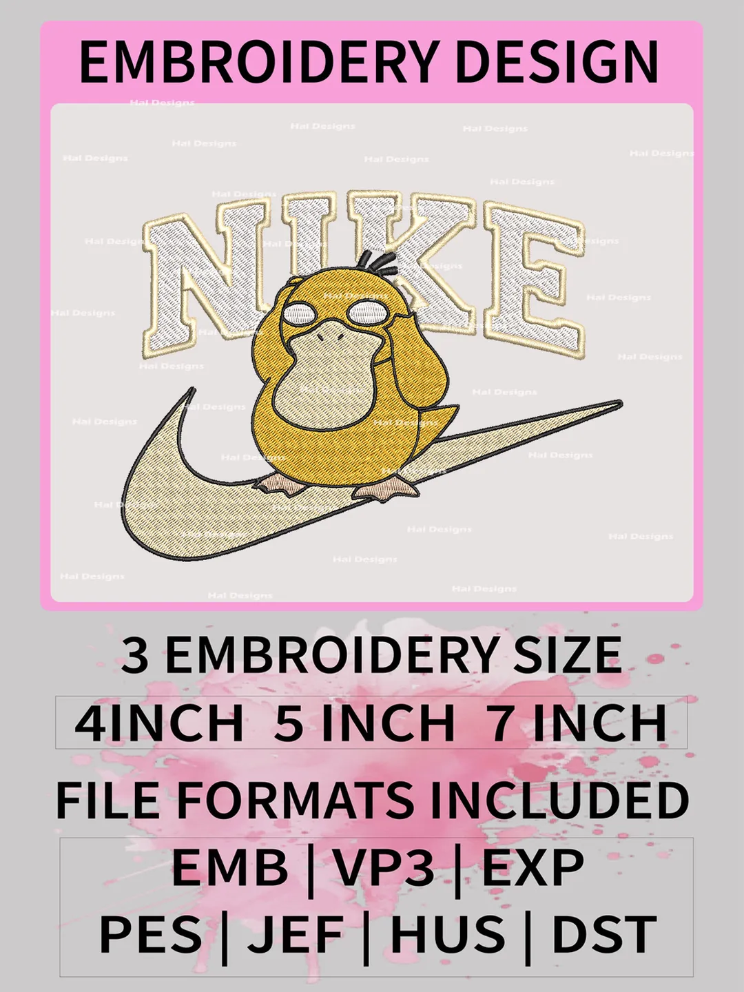 Nike Koduck Embroidery Designs, Pokemon Machine Embroidery Design, Anime Embroidery Design, Embroidery Machin