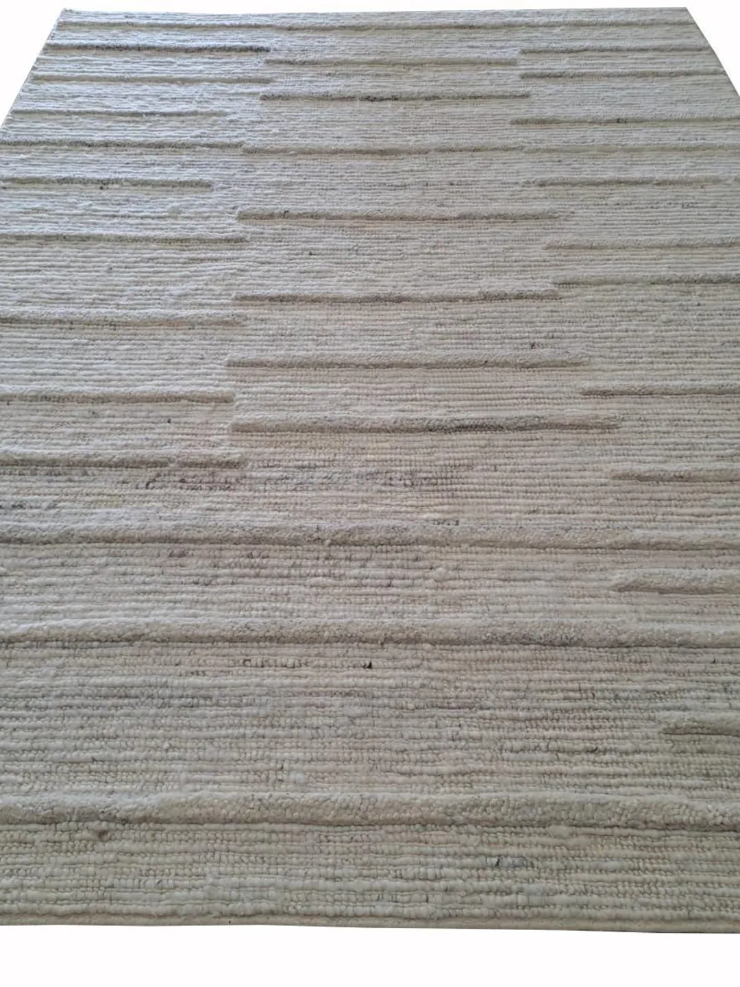 Handwoven Wool Area Rug | Ivory Textured Modern Rug