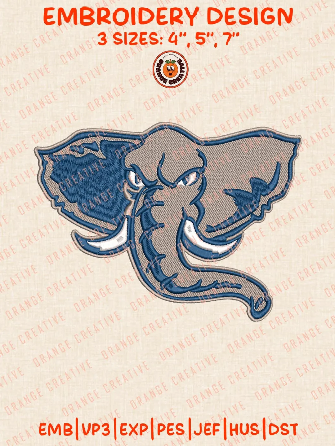 Cal State Fullerton Titans Head Mascot Logo Embroidery Design Files, NCAA Logos Embroidery Designs, NCAA Machine Embroidery Files, 3 Sizes, Custom Sizes, Instant Download