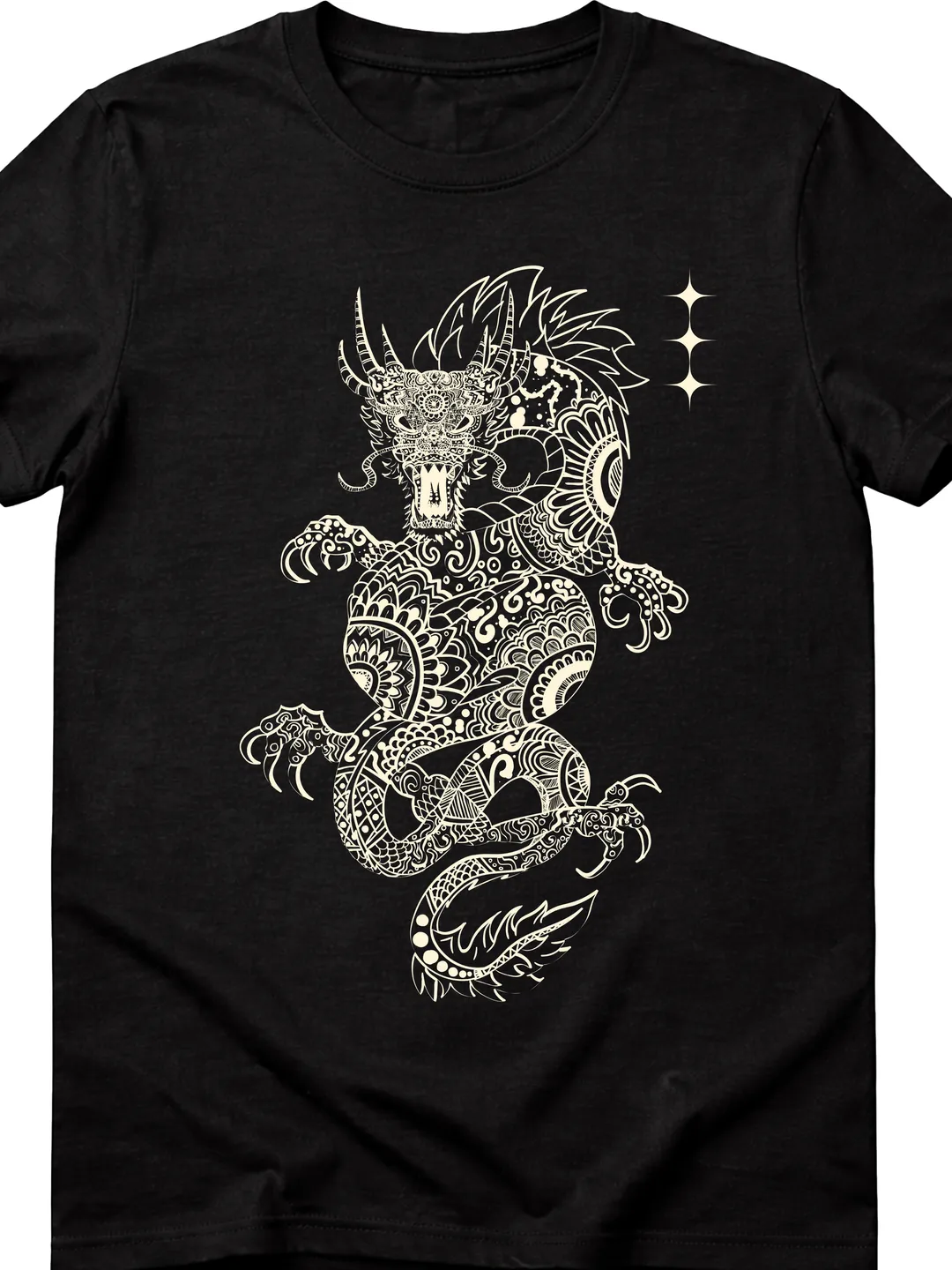 T-Shirt Design Black and White Graphic Dragon T-Shirt | Stylish Japanese Dragon Print Tee