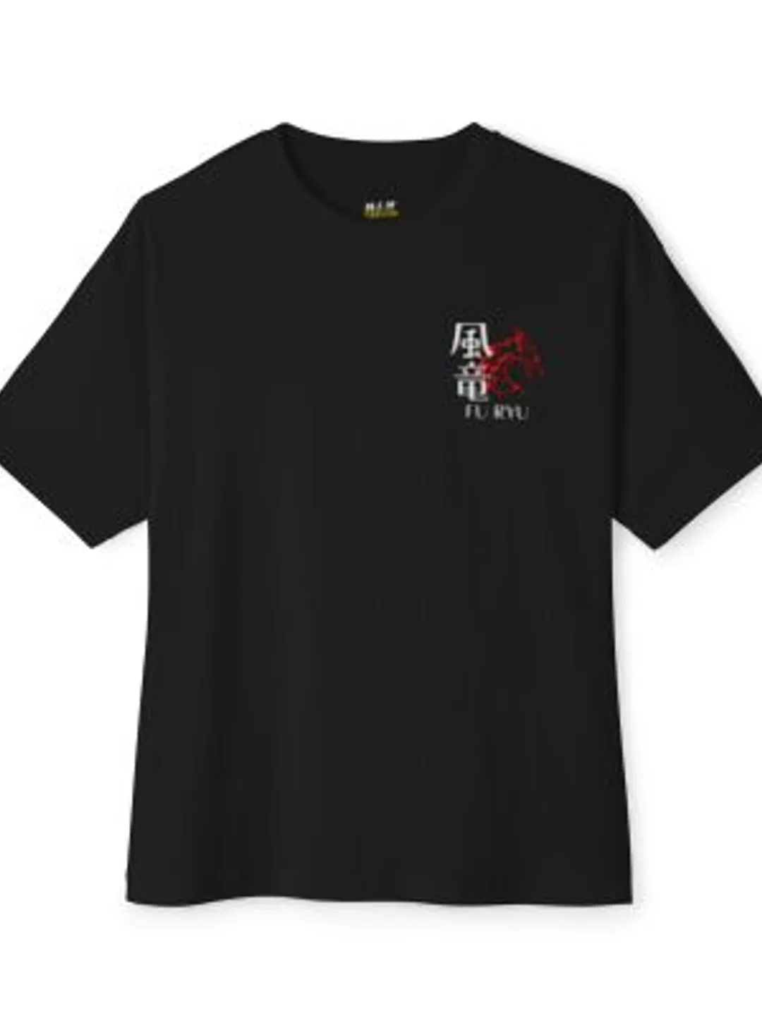 Fūryū Dragon Kanji Tee | Black Oversized Streetwear T-Shirt, Red Circle Back Print