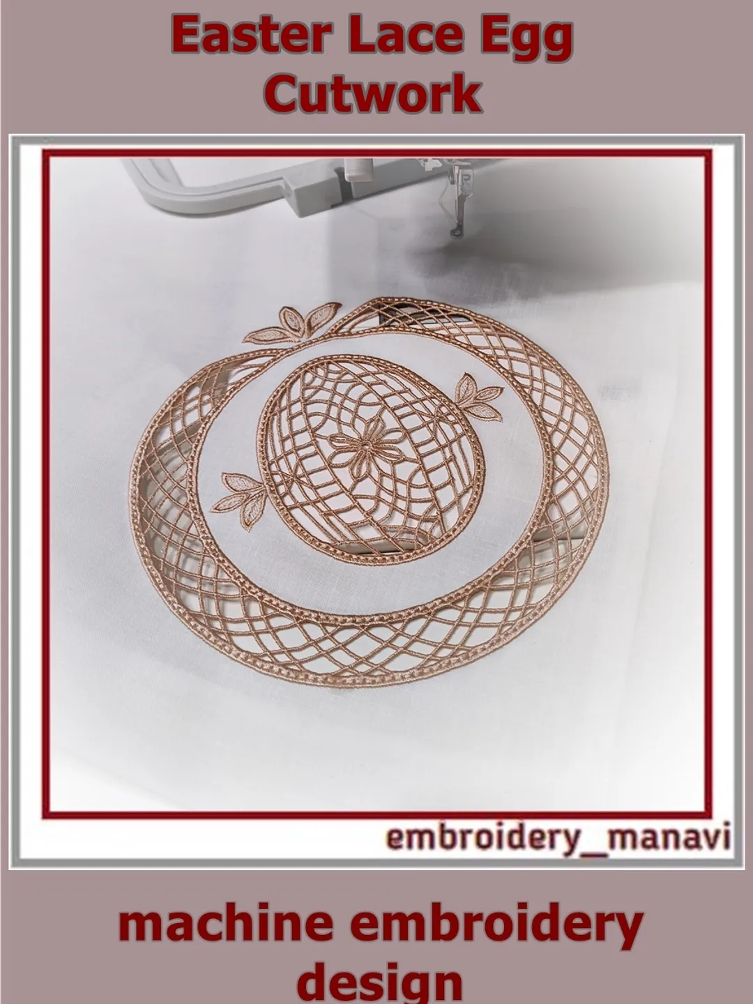 Easter Lace Egg Cutwork machine embroidery design