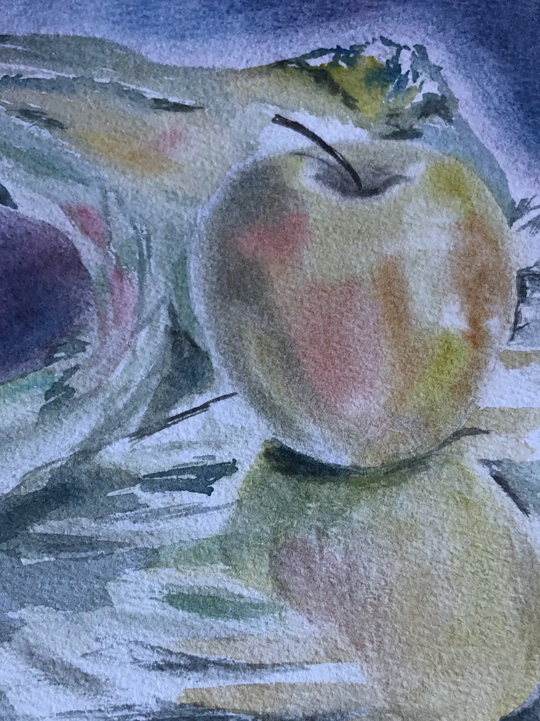 Apple original watercolour painting hand painted modern painting wall ...