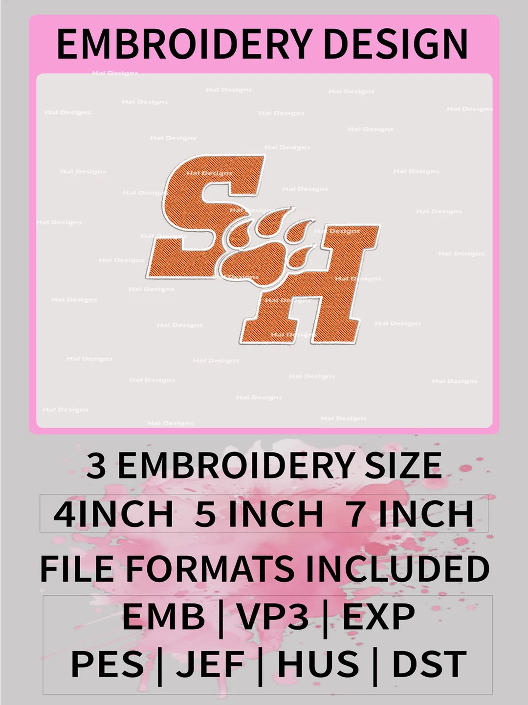 NCAA Sam Houston Bearkats Embroidery File, 3 Sizes, 6 Formats, NCAA Machine Embroidery Design, NCAA Logo, NCAA Teams