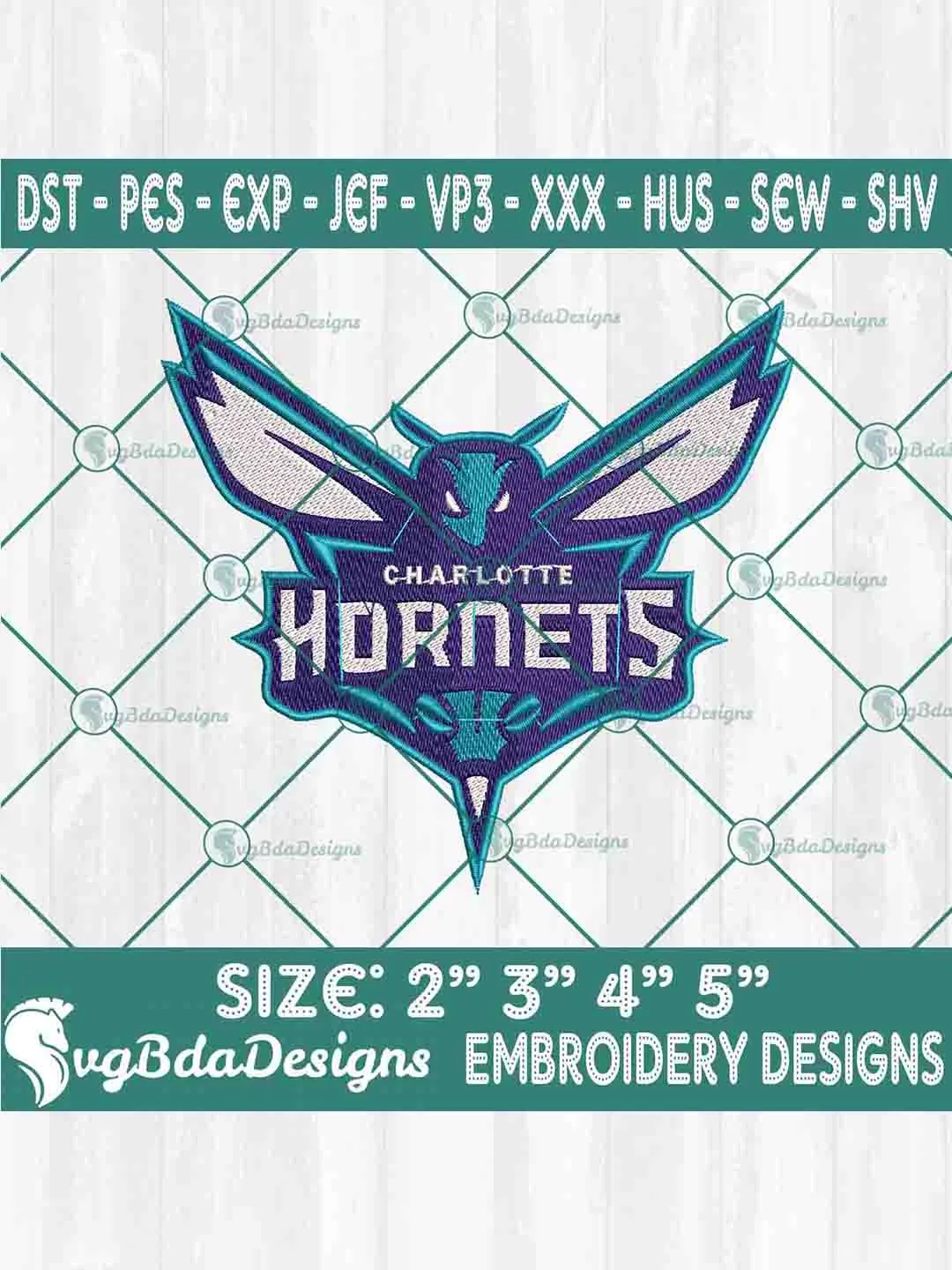 Charlotte Hornets Machine Embroidery Design, NBA Embroidery Machine Designs