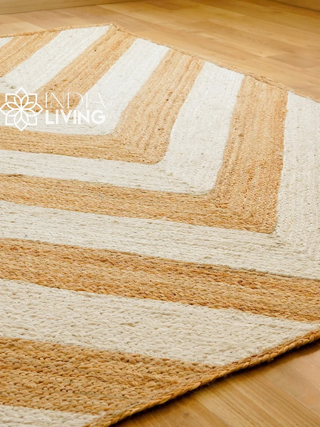 White Abstract Natural Jute Braided Rug, Eco-Friendly Sustainable ...