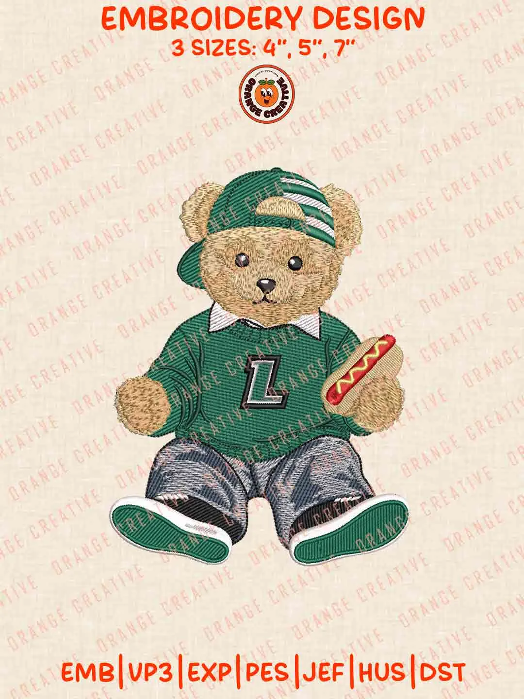 Loyola Maryland Greyhound Teddy Bear Embroidery Files, Football Embroidery Designs, College Sport Machine Embroidery Files, 3 Sizes, Custom Sizes, Instant Download