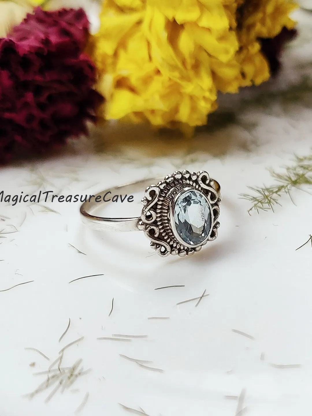 Genuine Sky Blue Topaz Ring, 925 Sterling Silver Ring, Blue Topaz ...