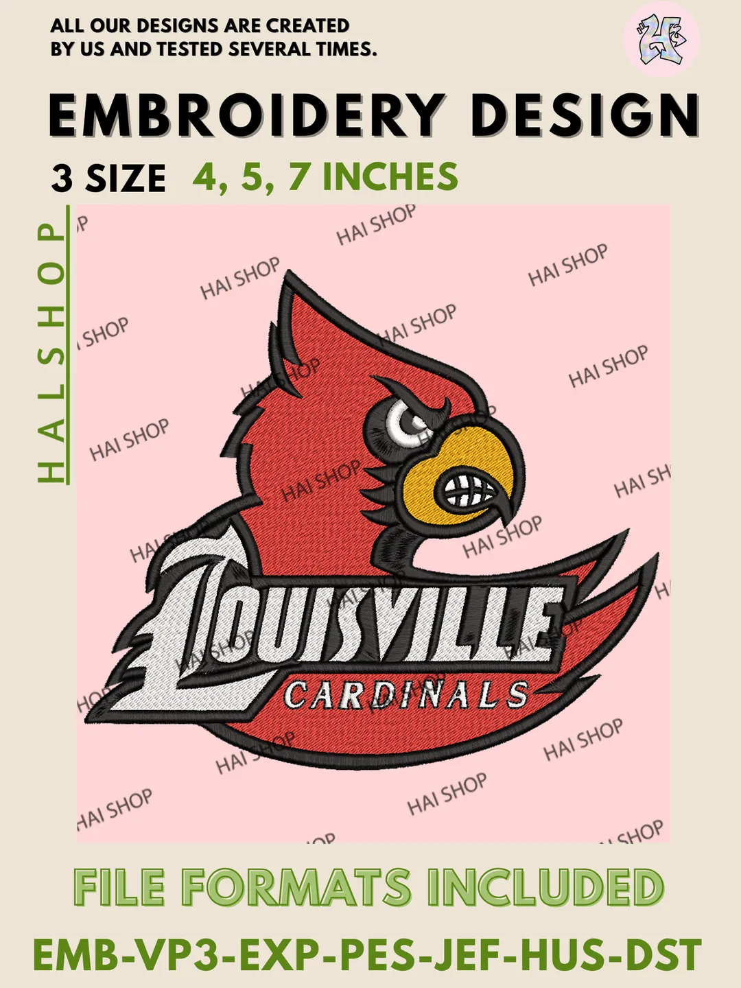 Louisville Cardinals Logo Machine Embroidery Design, NCAA College Embroidery Design Files, NCAA Machine Embroidery Designs