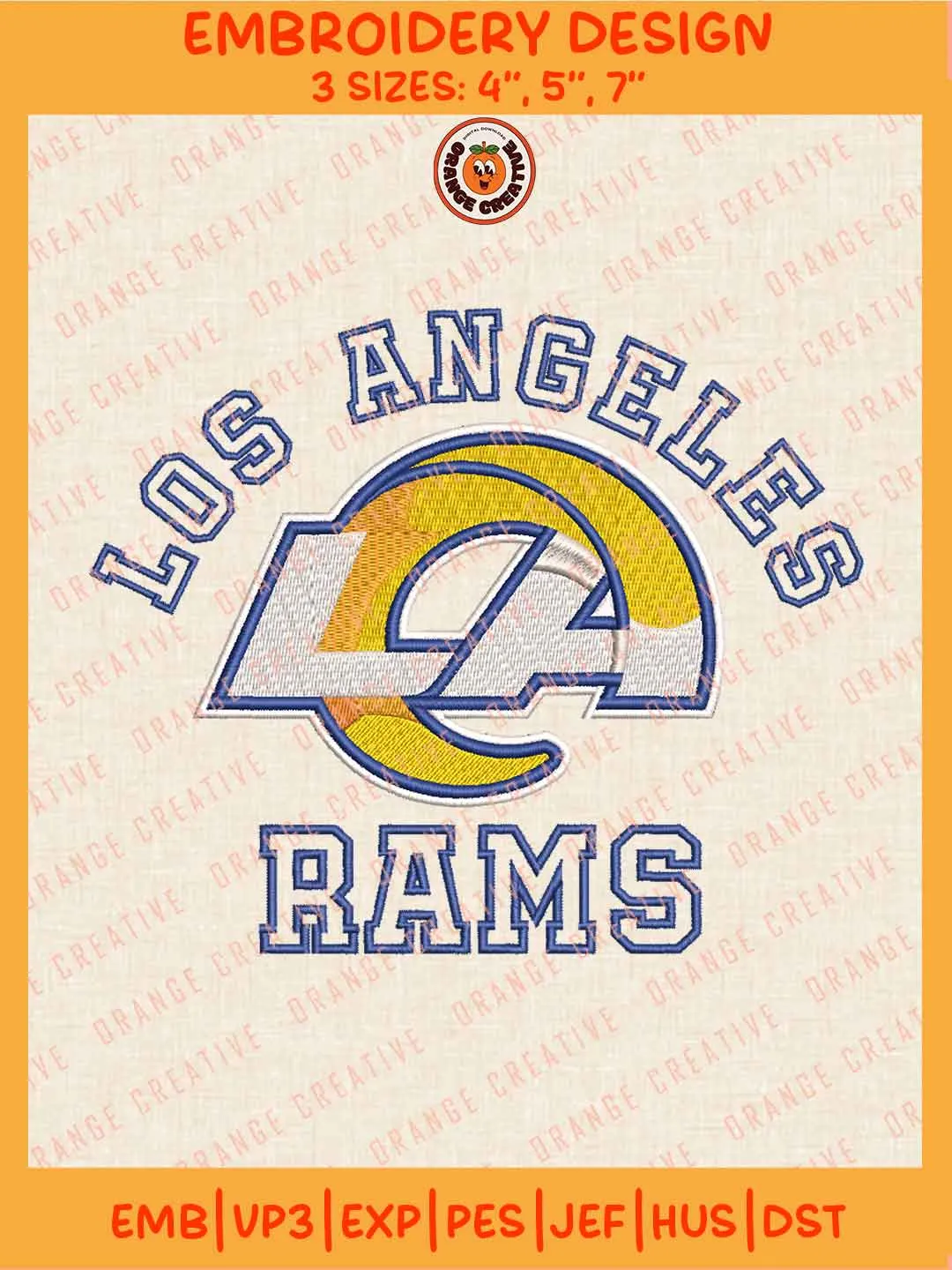 NFL Los Angeles Rams Team Word Logo Embroidery Files, Los Angeles Rams Football Team Embroidery Designs, NFL Rams Machine Embroidery Files, NFL Football Team Machine Embroidery Files, Digital Download