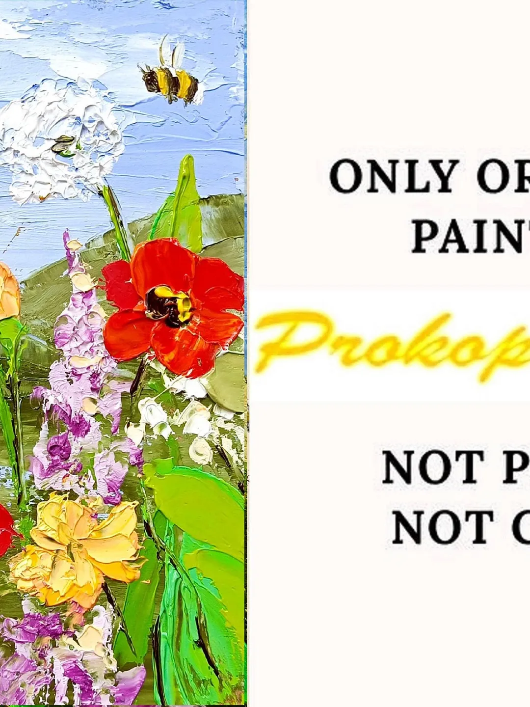 California Poppies Painting Bee Original Art Meadow Fields Impasto Oil ...