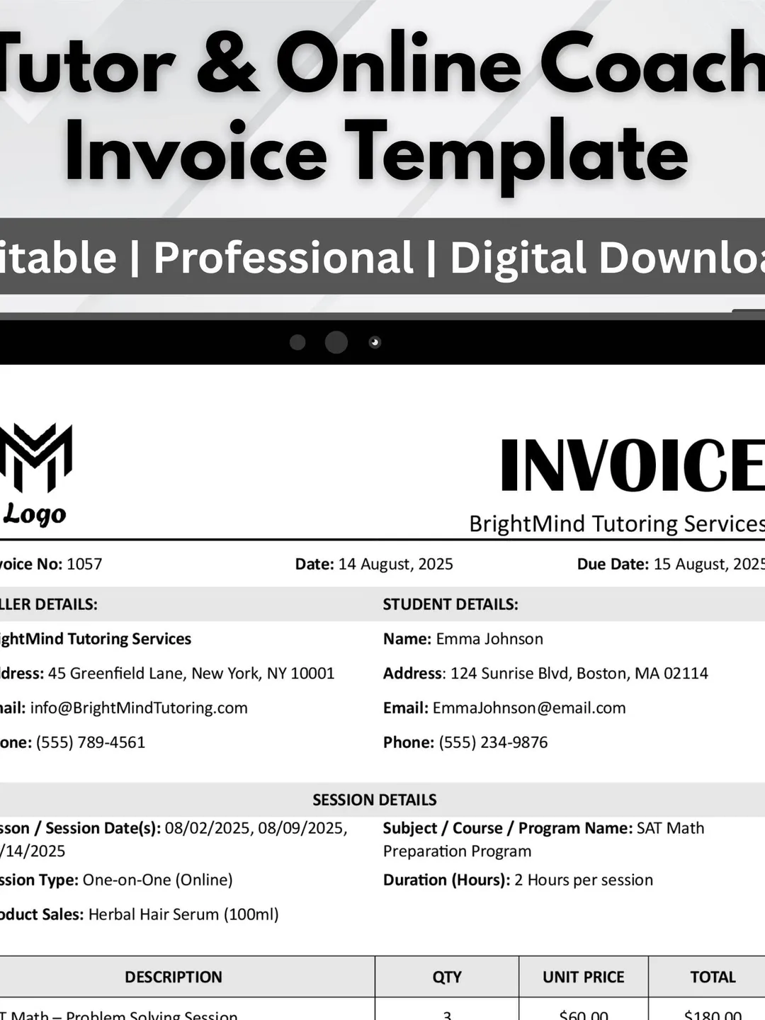 Editable Invoice Template for Small Business | Google Docs, Word ...