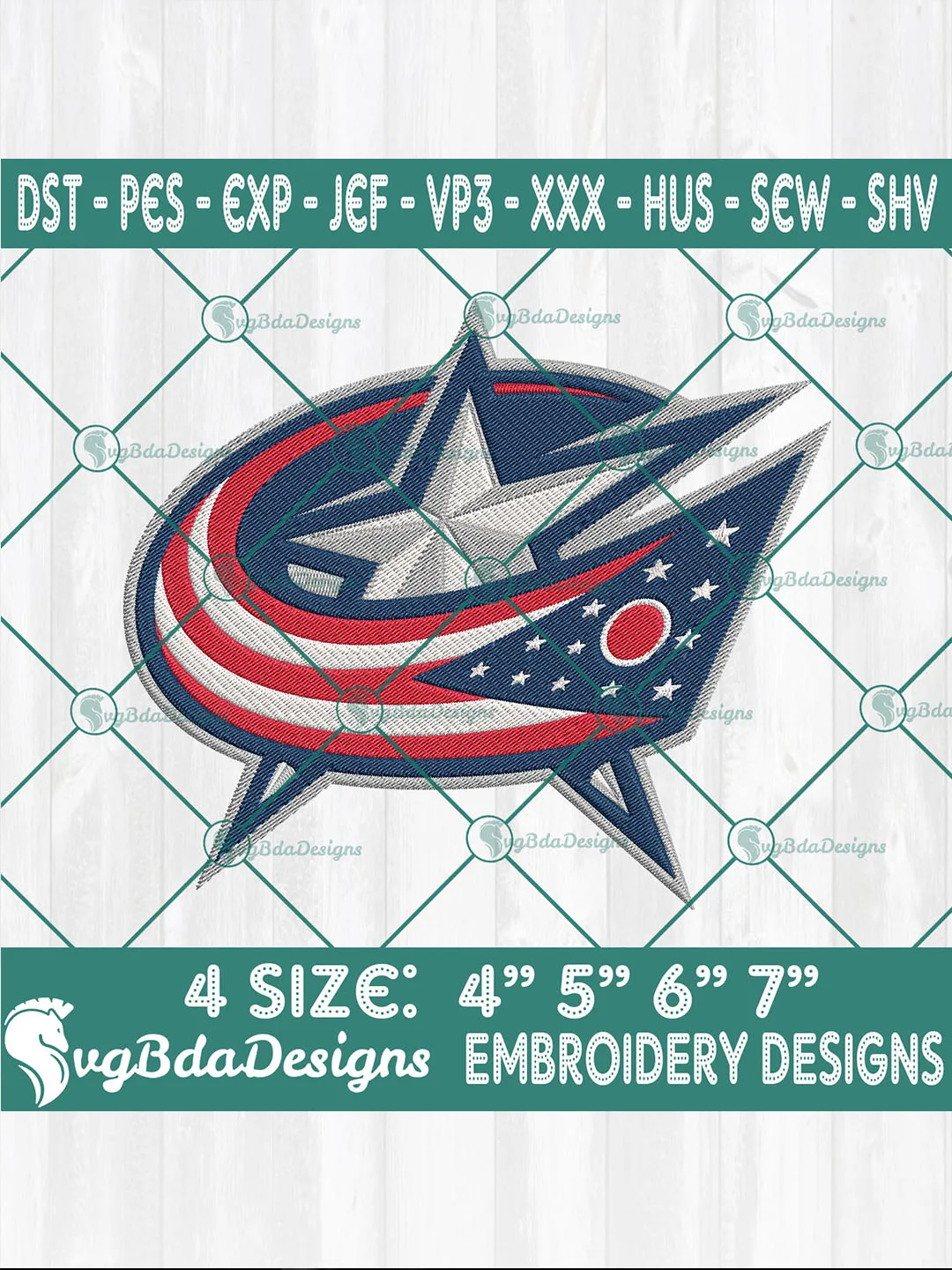 Columbus Blue Jackets Embroidery Designs | NHL Hockey Logo Digital Files