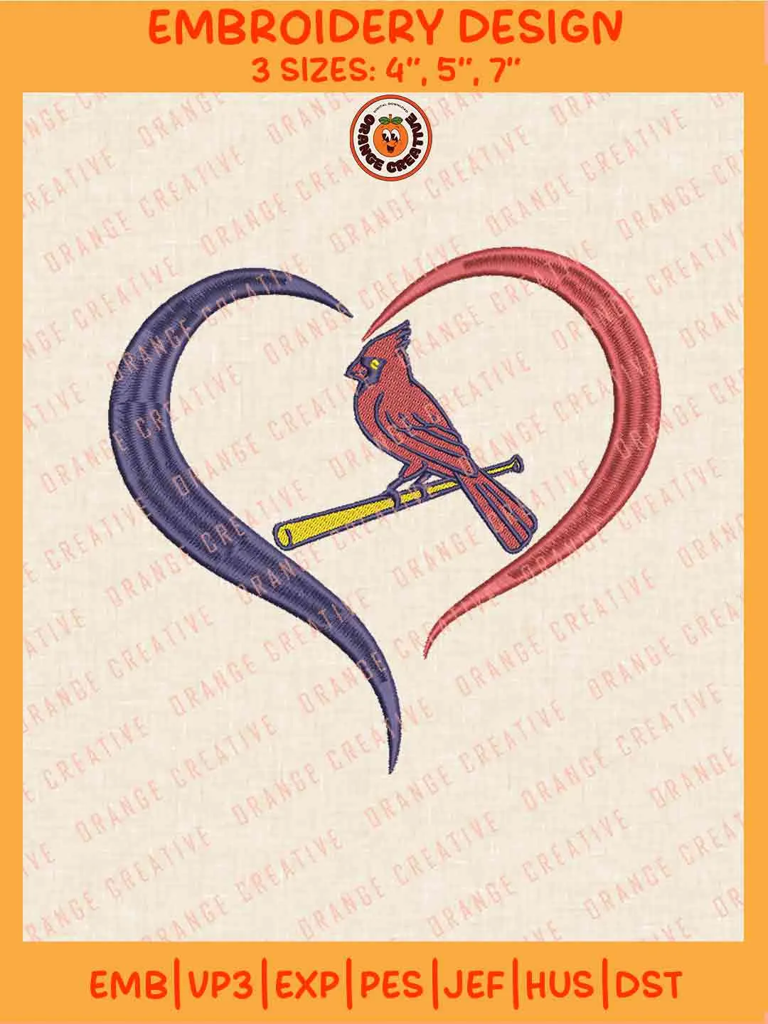 MLB St Louis Cardinals Team Heart Logo Embroidery Files, MLB Cardinals ...