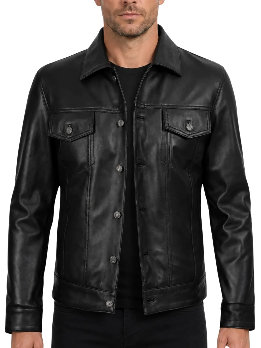 Men's Suede Leather Jacket – Minimal Zip-Up Trucker Style