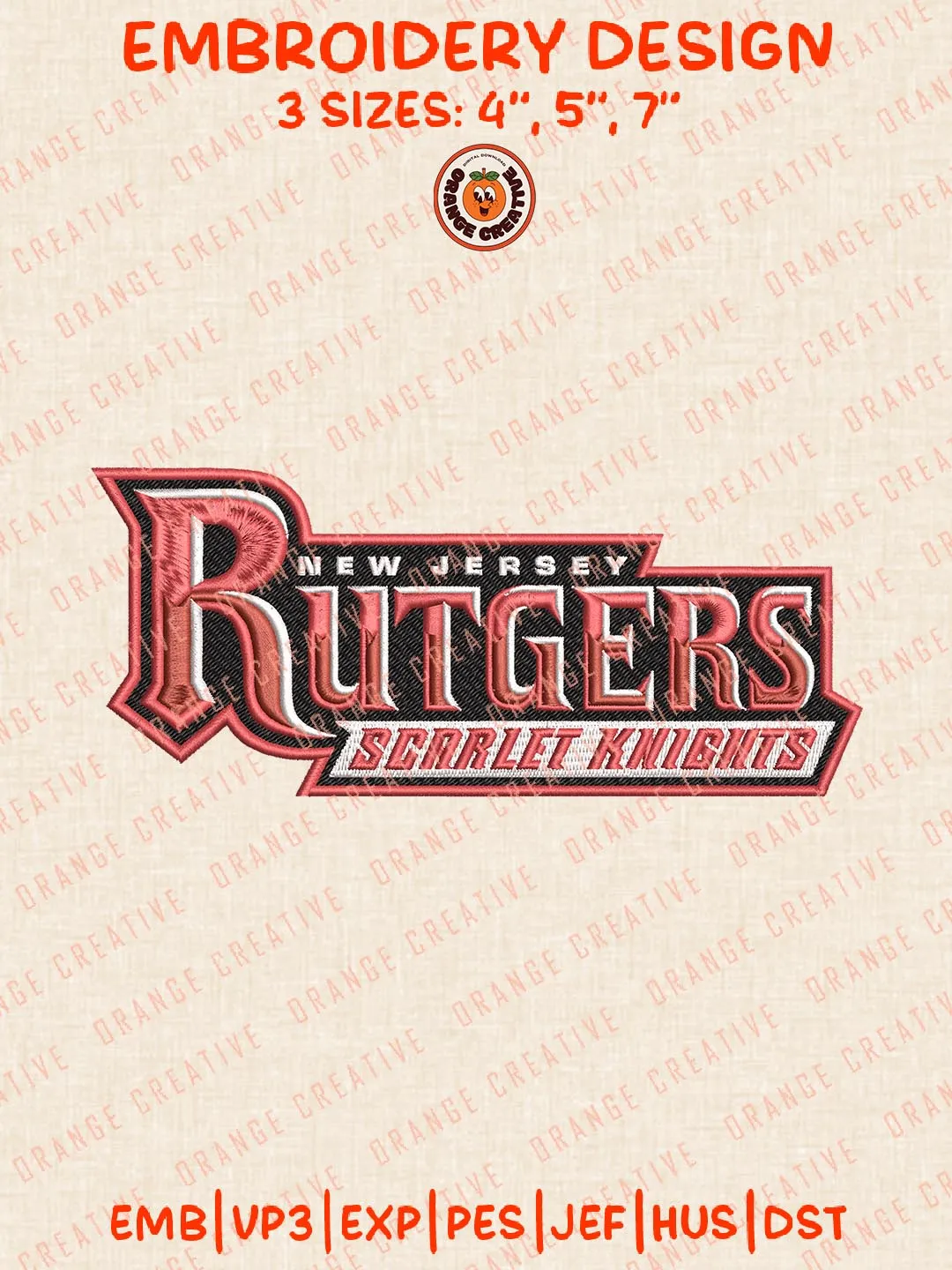 Rutgers Scarlet Knights Mascot Logo Embroidery Design Files, NCAA Logos ...