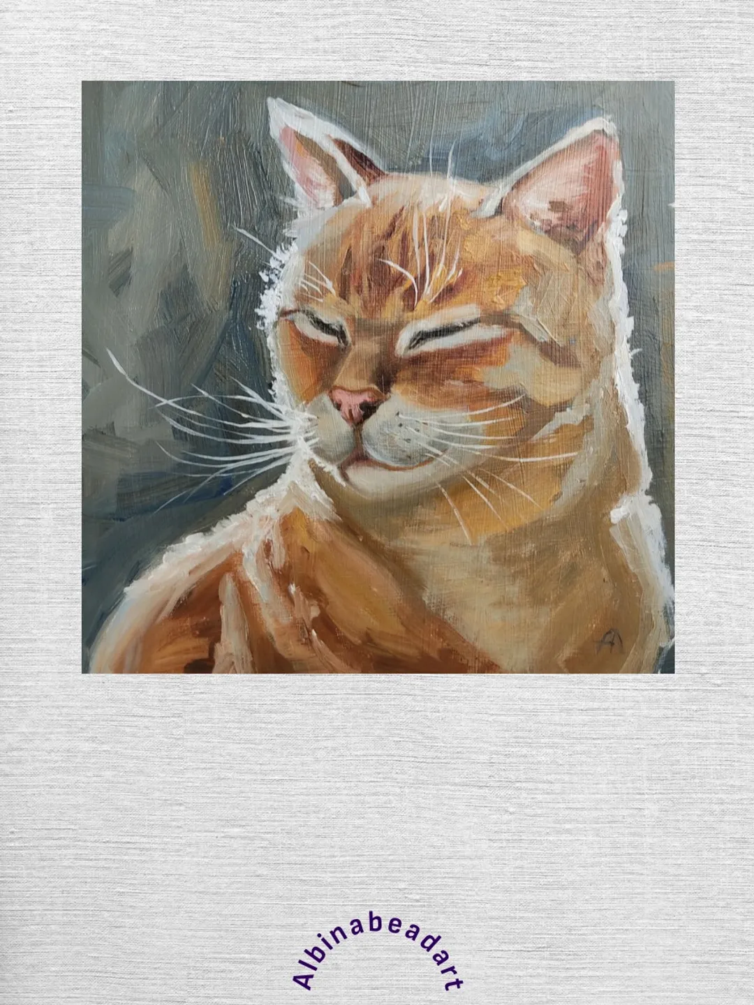 Red cat painting orange cat artwork original oil art pet portrate