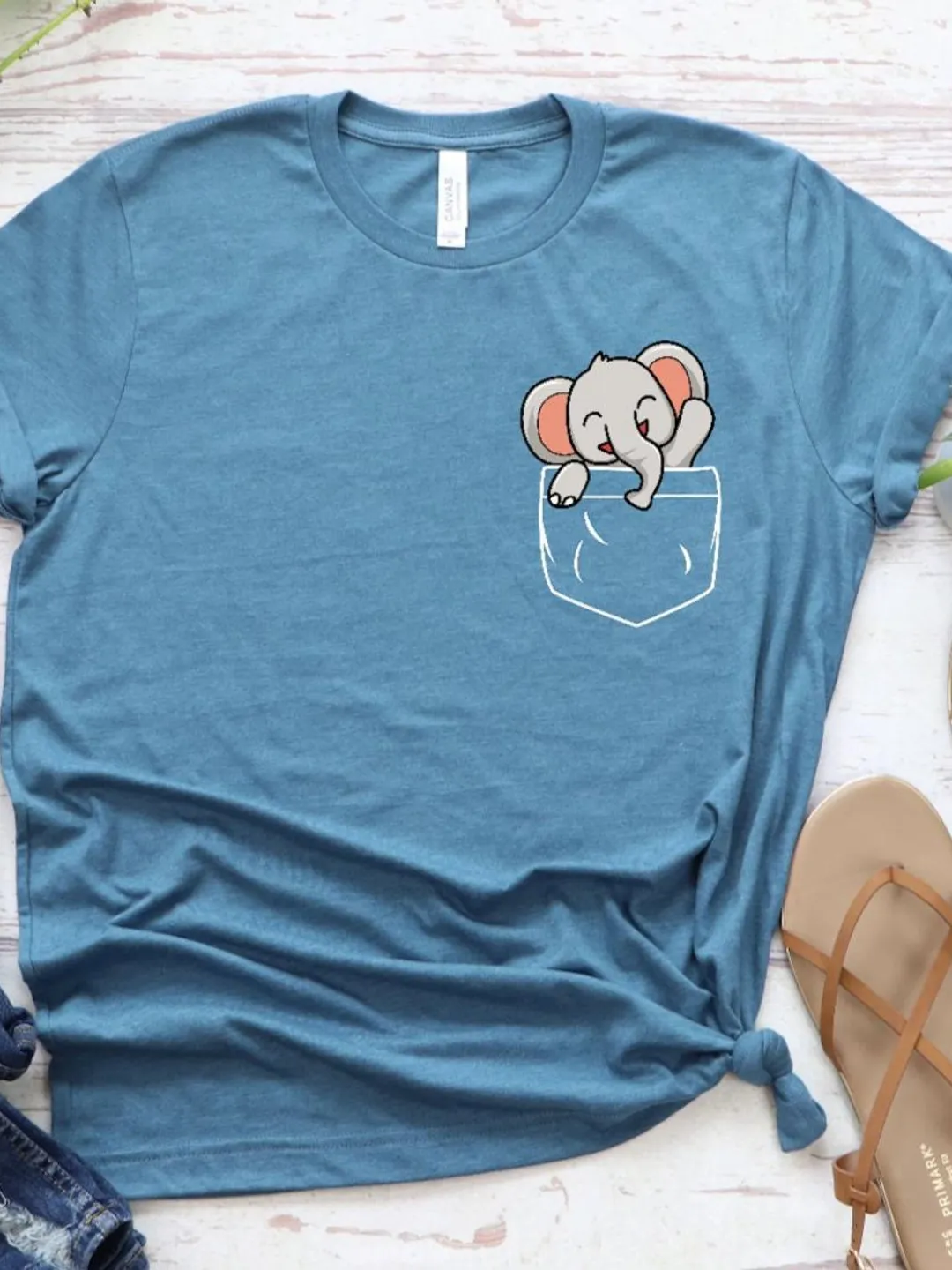 Pocket Elephant Shirt, Pocket Tee, Elephant Shirt, Animal Lover Tee, Elephant Birthday Shirt, Cute Elephant Shirt, Christmas Gift