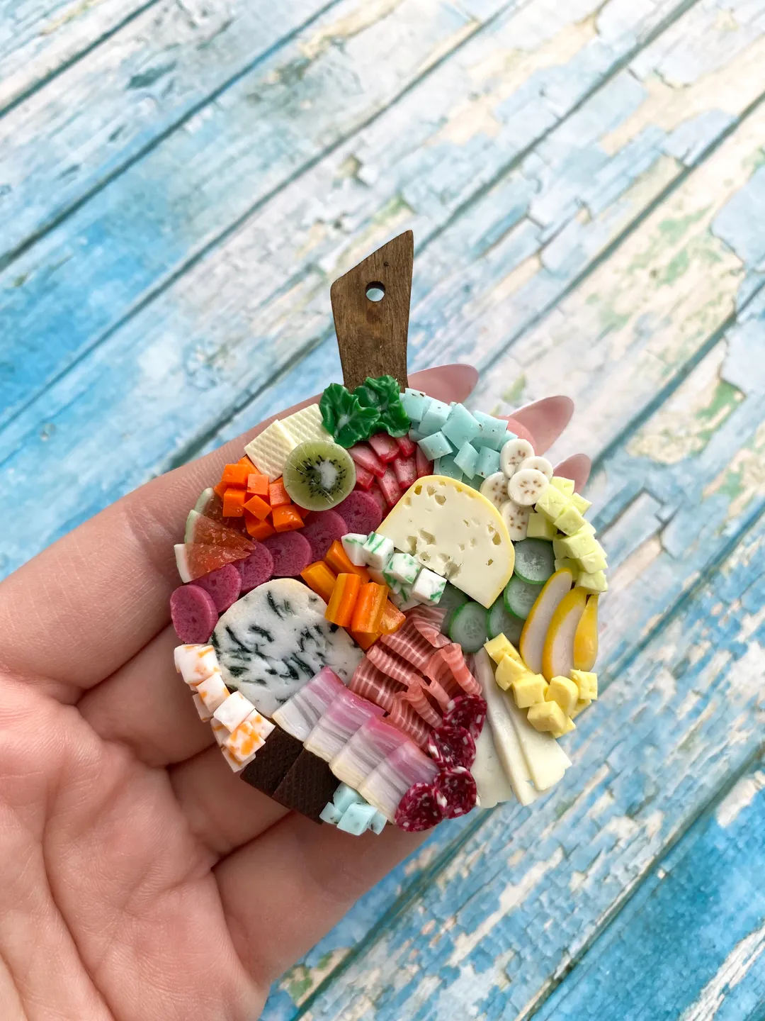Magnet Miniature Cheese Charcuterie board with Polymer clay Souvenir