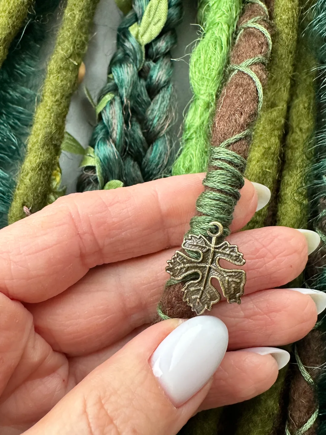 Hair band with dreadles and openwork braids, forest style