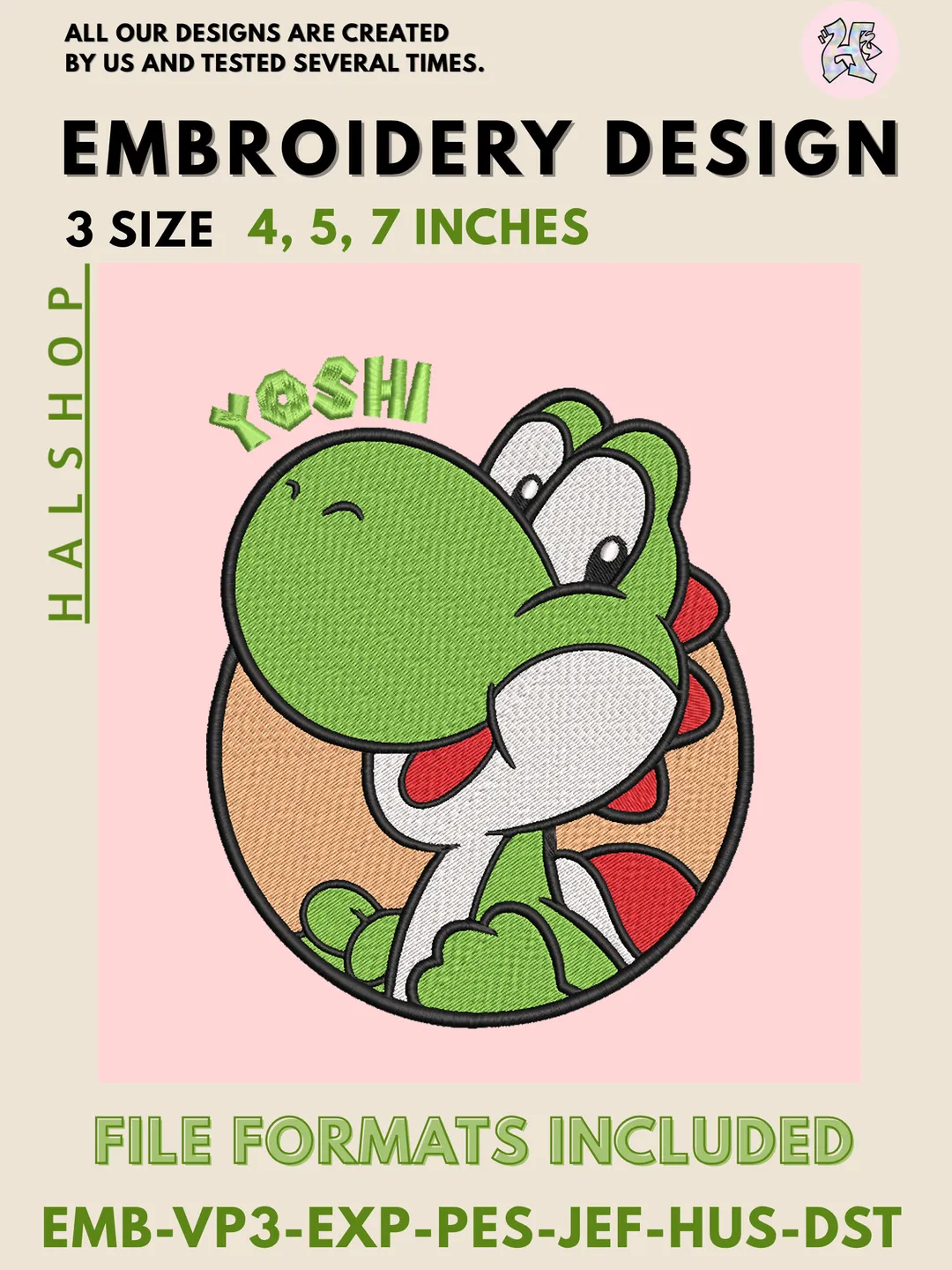 oshi Machine Embroidery Design – Super Mario Bros Digital Embroidery File 🦖