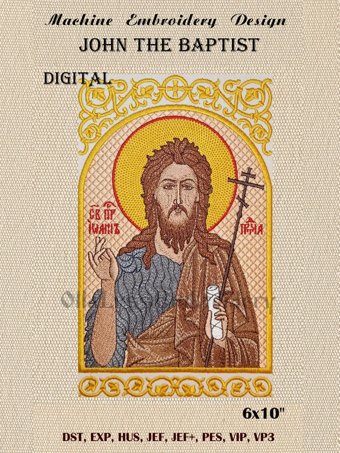 John the Baptist embroidery design