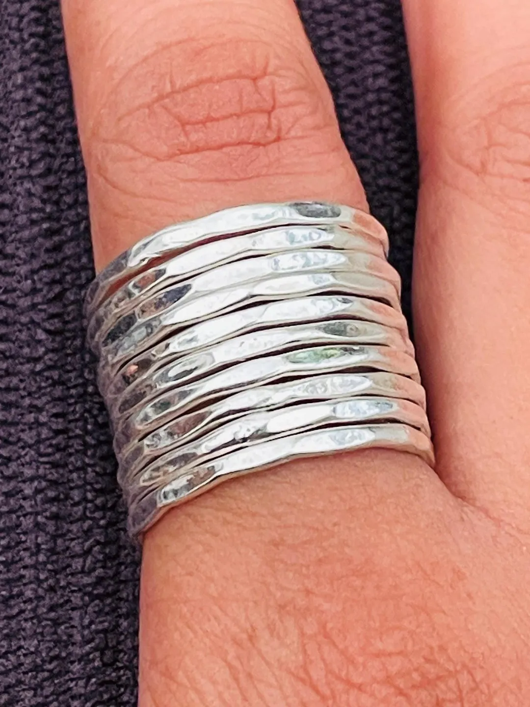 Hammered Sterling Silver Stacking Ring: Minimalist Band