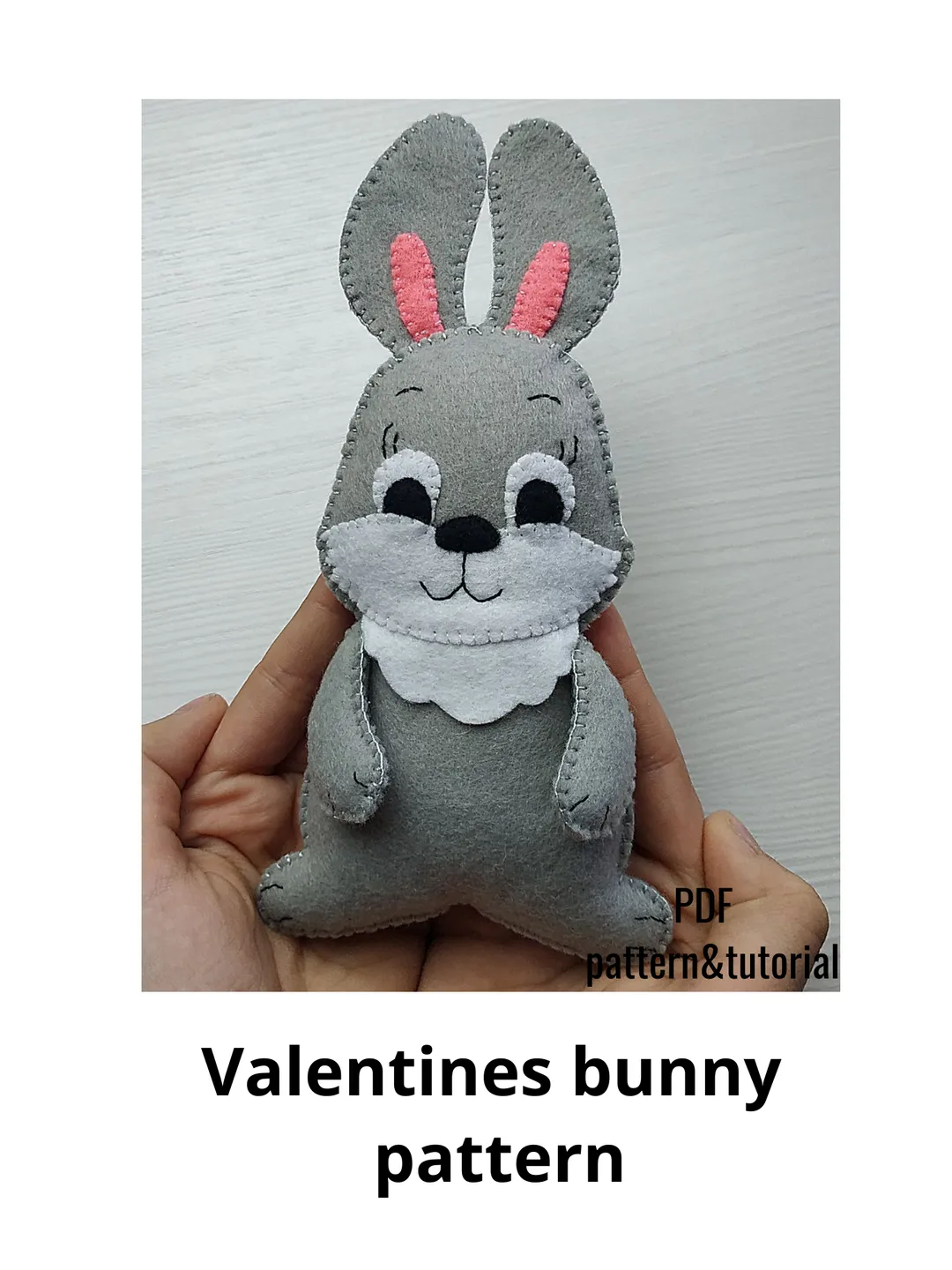 Bunny pattern, Felt pattern, Valentine pattern, Felt bunny pattern, Plush bunny toy sewing pattern, Valentines ornament, Valentines day gift