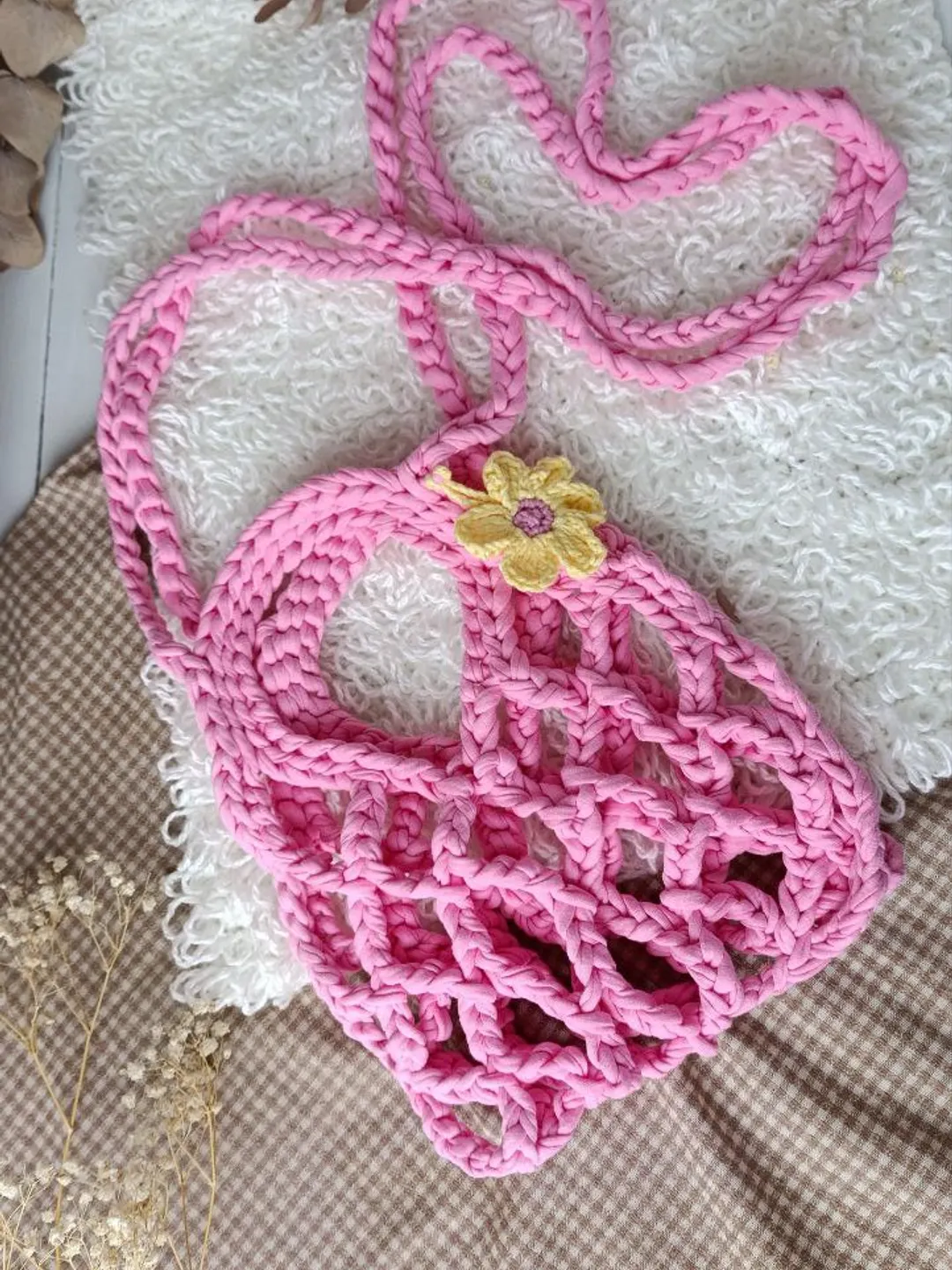 Net bag c rochet. Summer mesh bag. Women's Beach Shoulder Bag