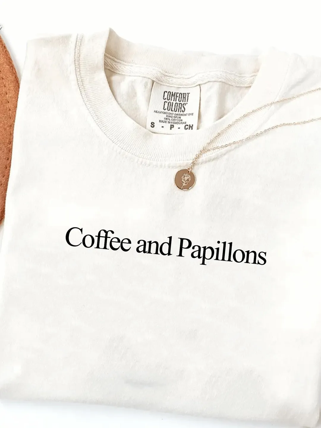 Coffee and Papillons Shirt: Comfort Colors, Dog Mom Tee