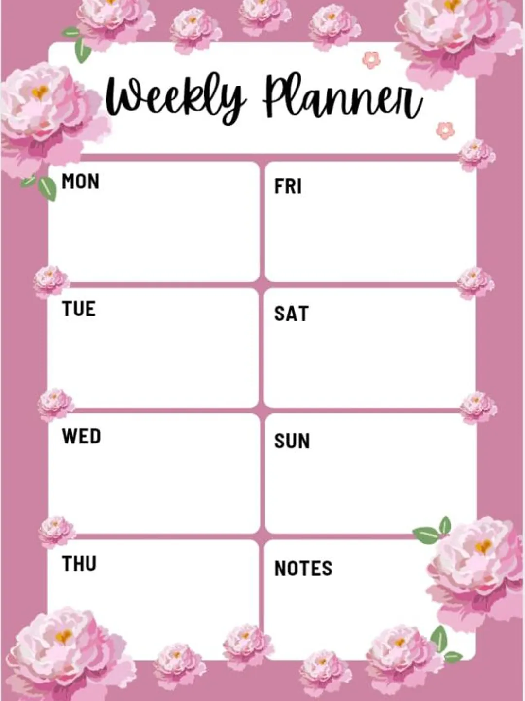 Yellow Floral Weekly Planner – Printable PDF